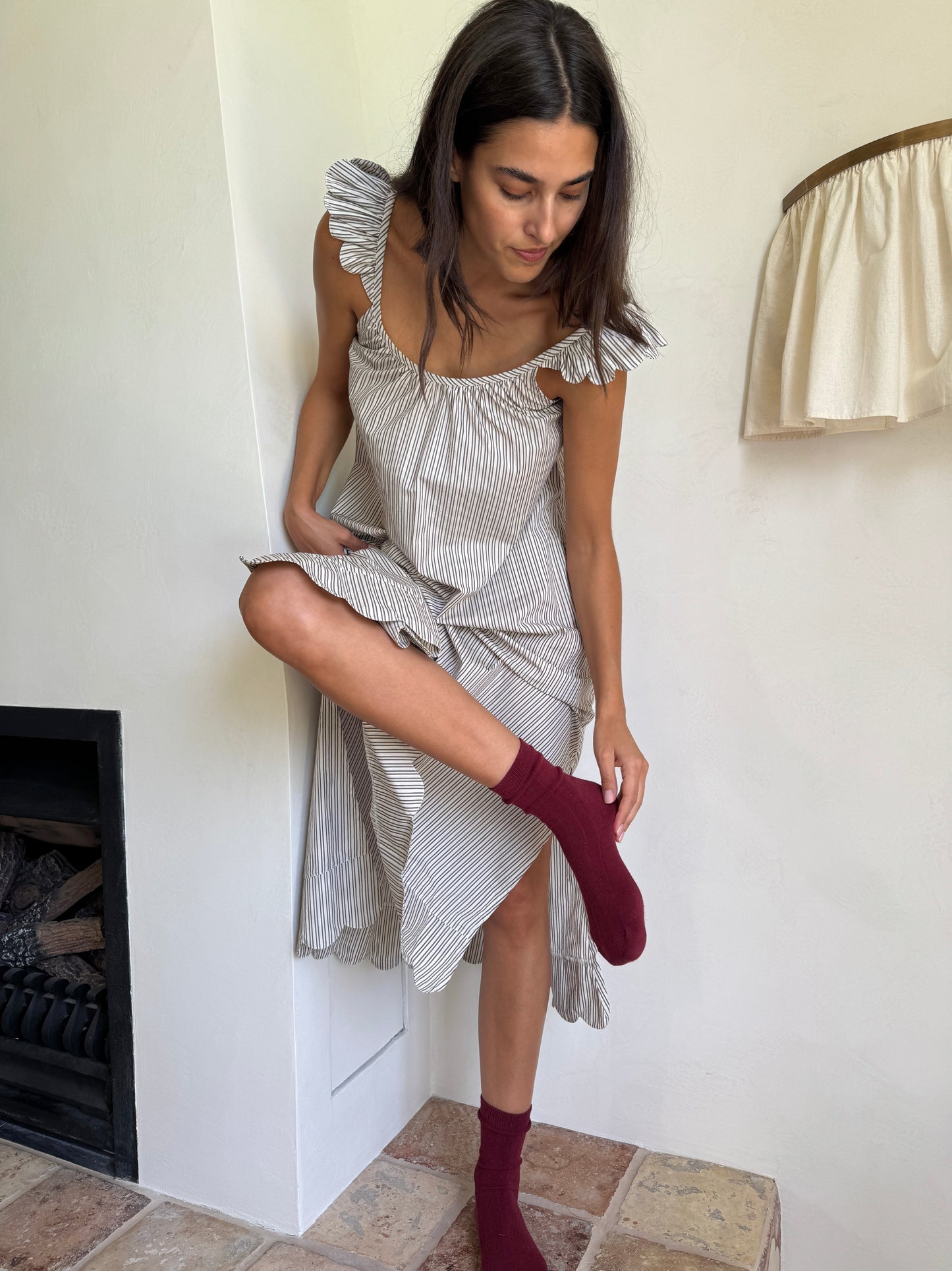 MM x PIYAMA - Indah Wing Nightie - Chocolate Stripe