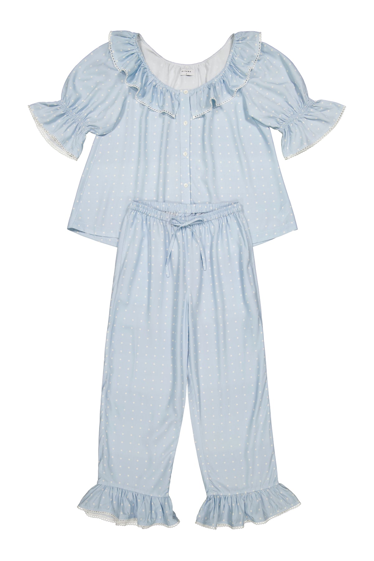 Jemima Sleep Set - Pants - ECOVERO™ - Milky Blue Dot