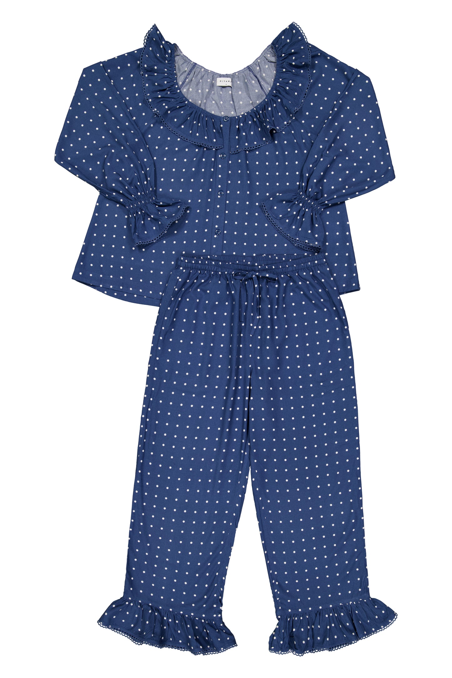 Jemima Sleep Set - Long - ECOVERO™ - Indigo Dot