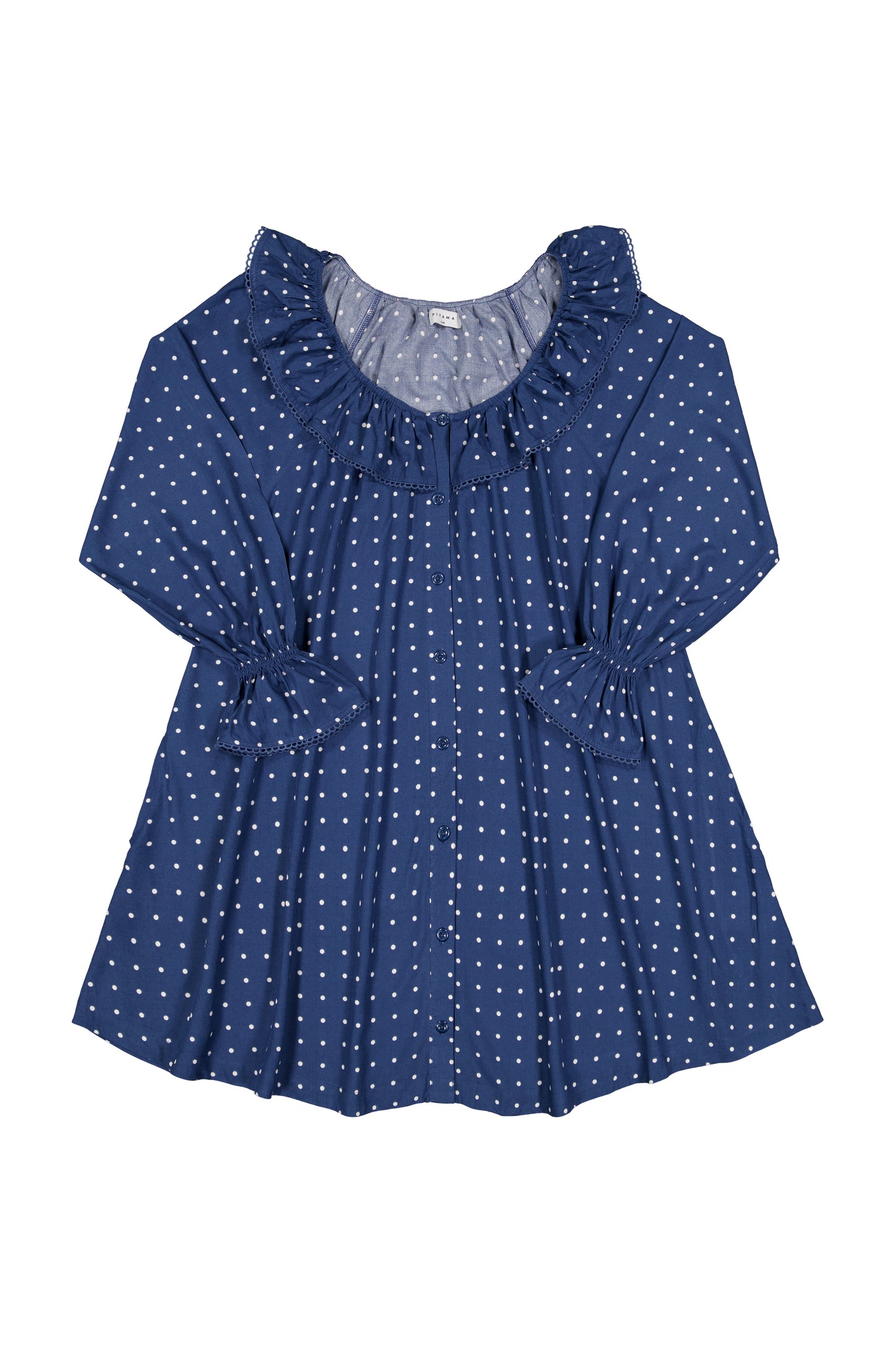 Jemima Nightie - ECOVERO™ - Indigo Dot