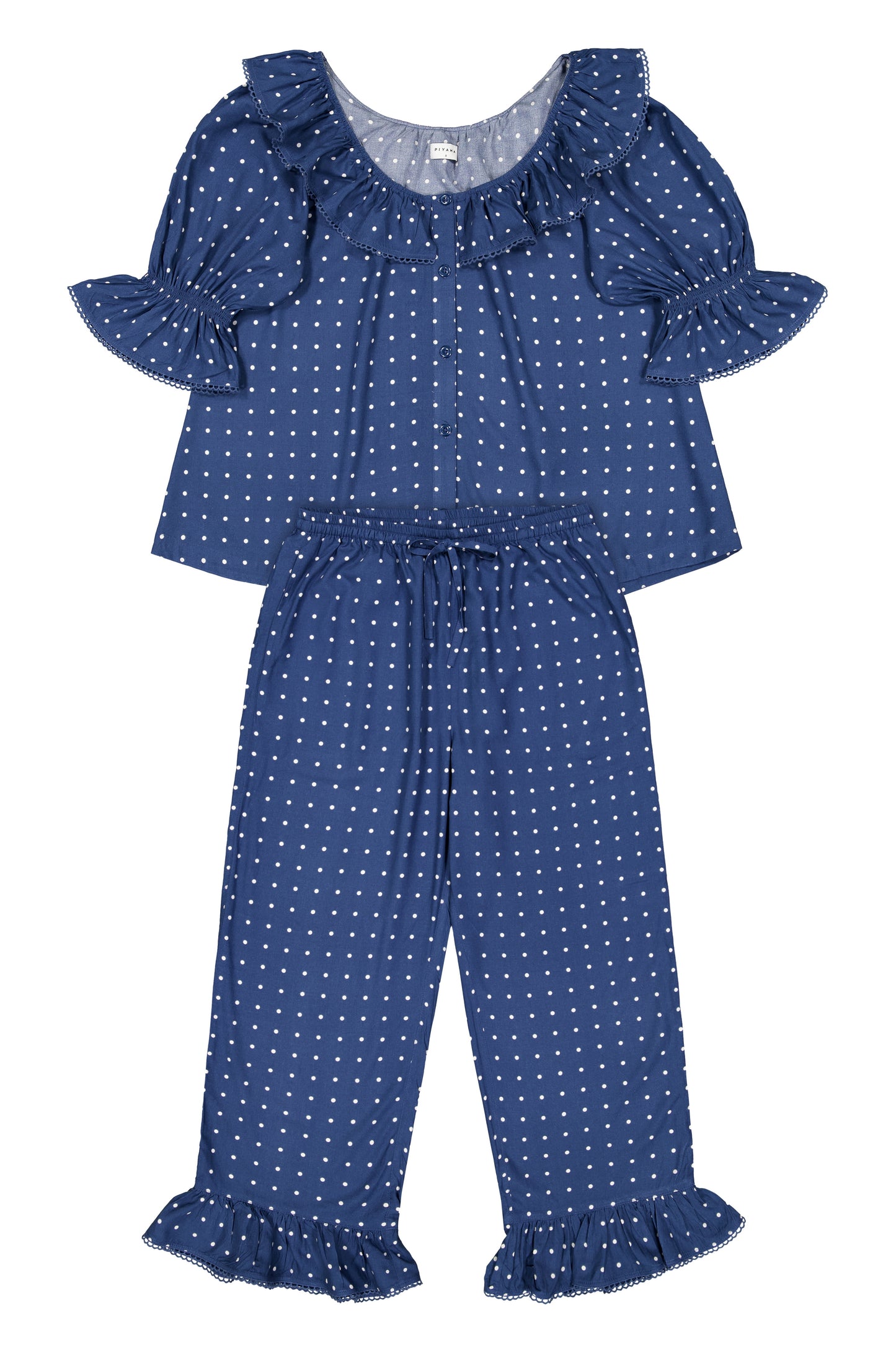 Jemima Sleep Set - Pants - ECOVERO™ - Indigo Dot