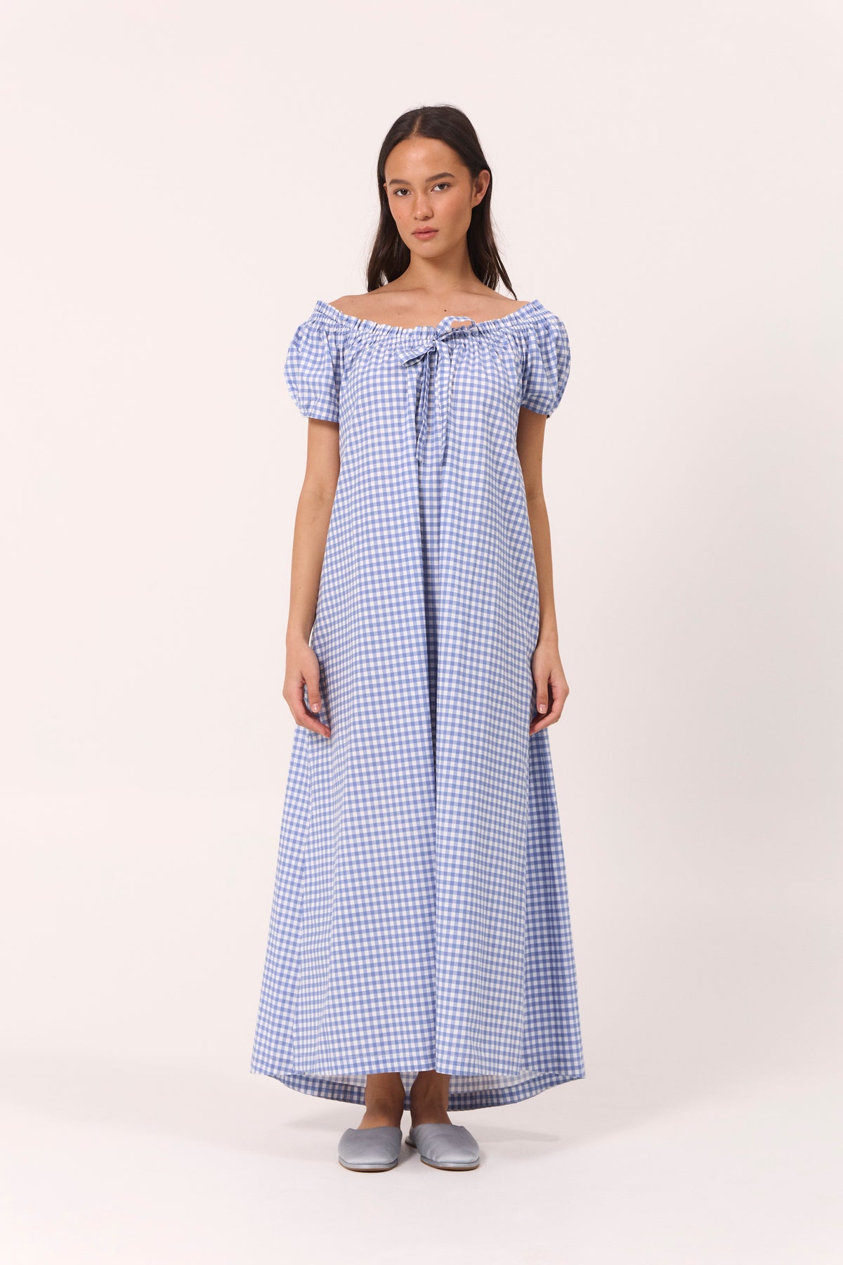 Lily Lounge Dress - Gingham - French Blue