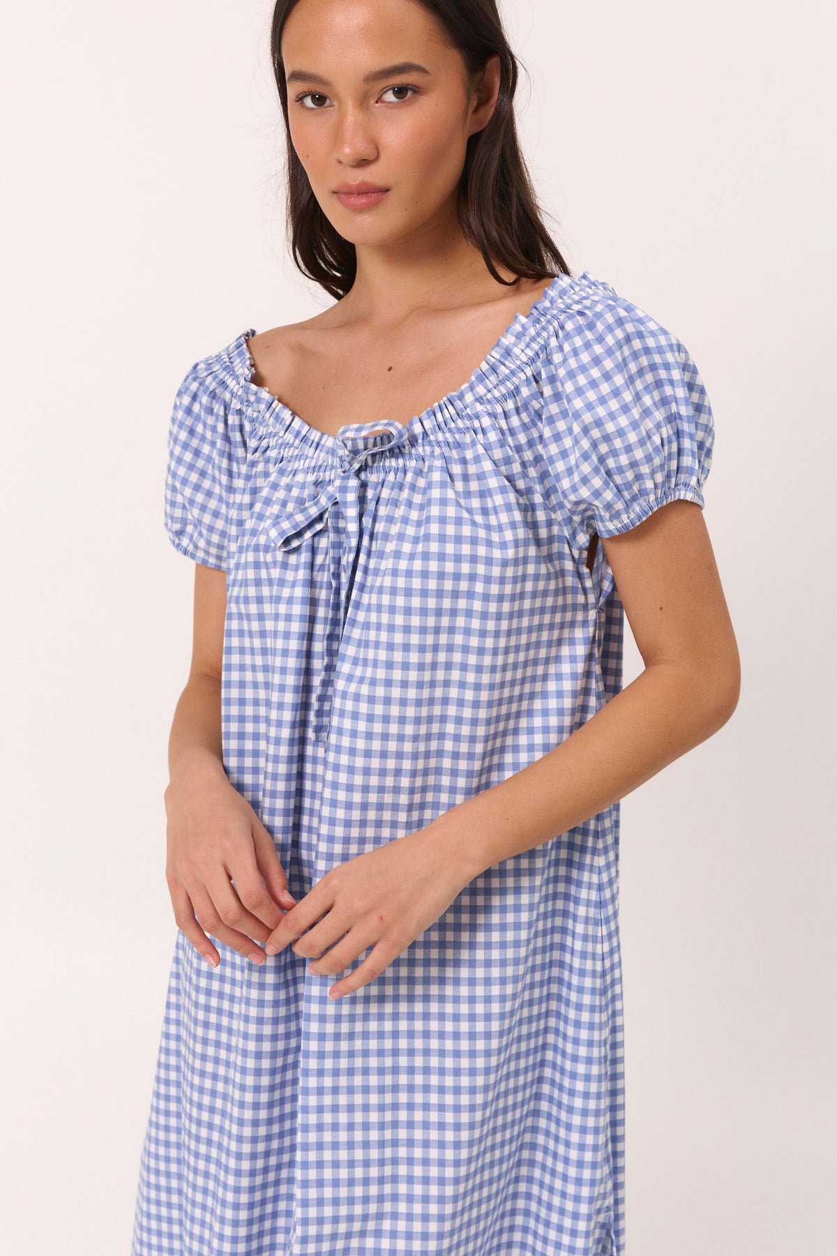 Lily Lounge Dress - Gingham - French Blue
