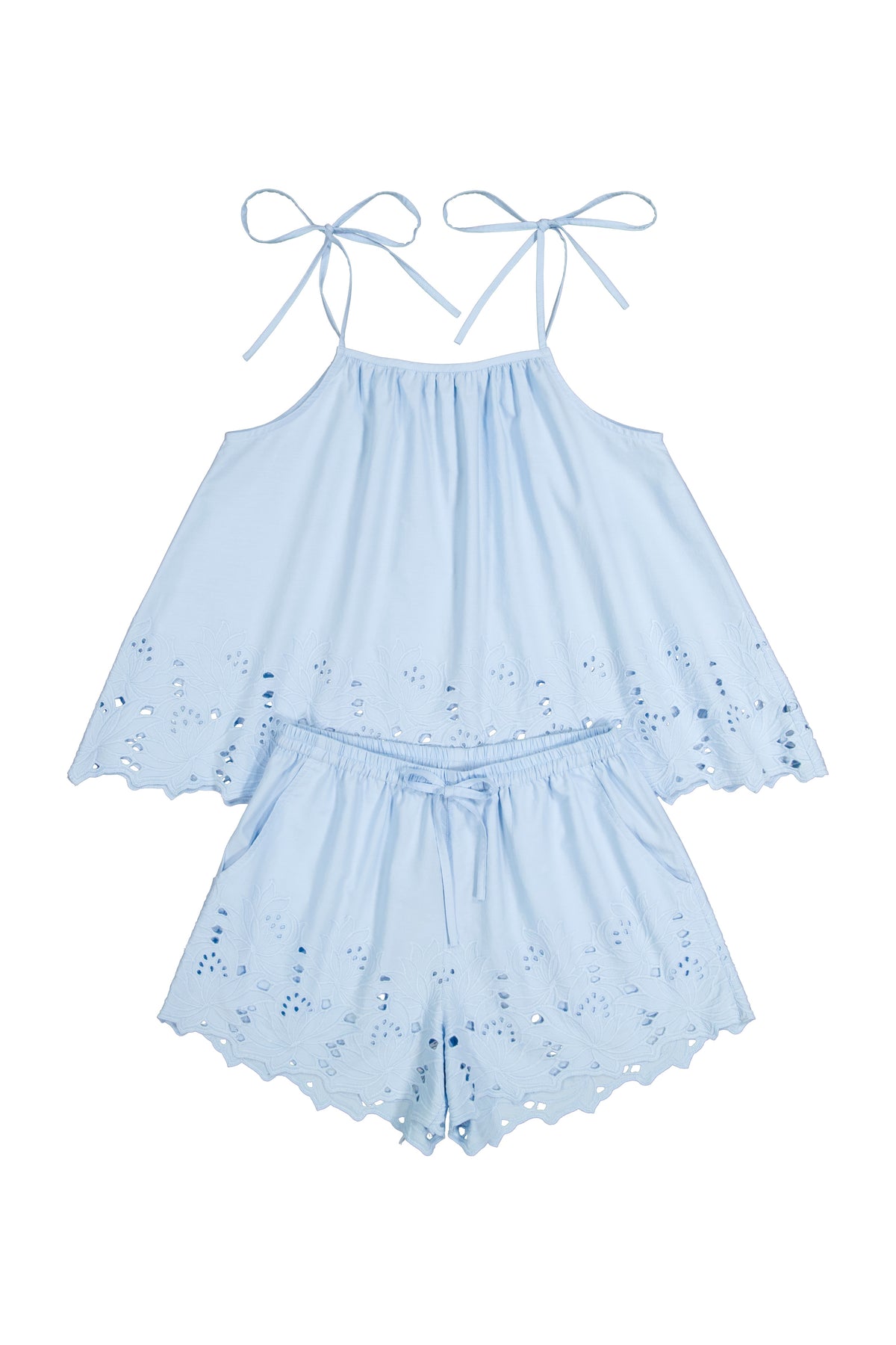 Lucy Lounge Set - Cotton Embroidery - Delicate Blue