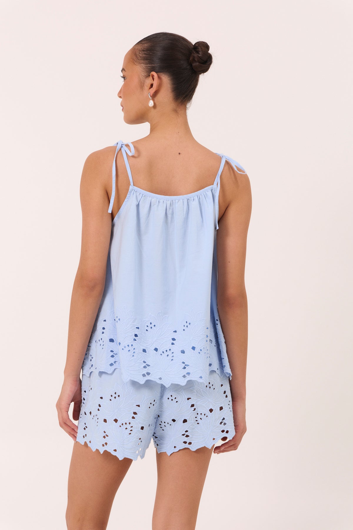 Lucy Lounge Set - Cotton Embroidery - Delicate Blue