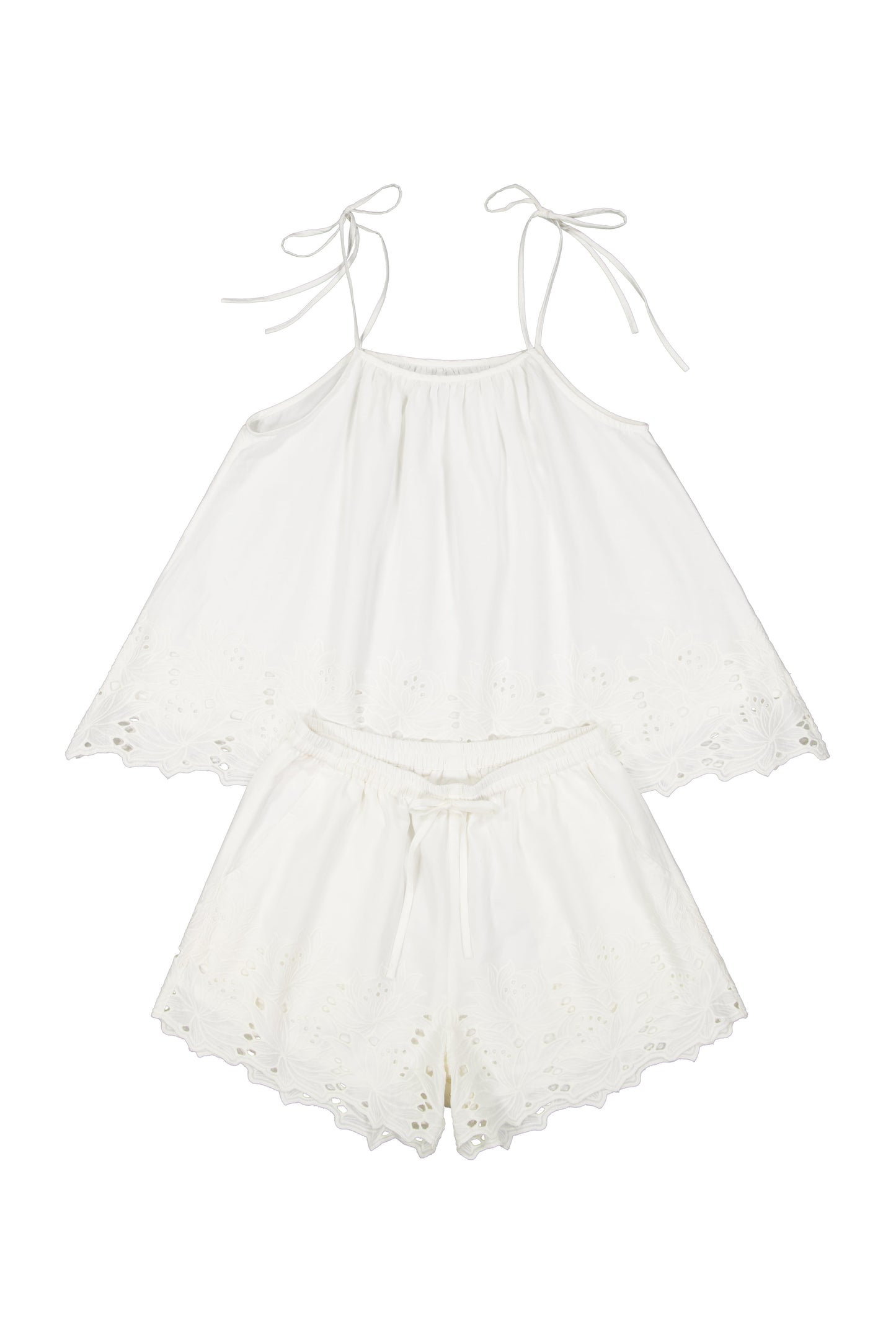 Lucy Lounge Set - Cotton Embroidery - Vanilla