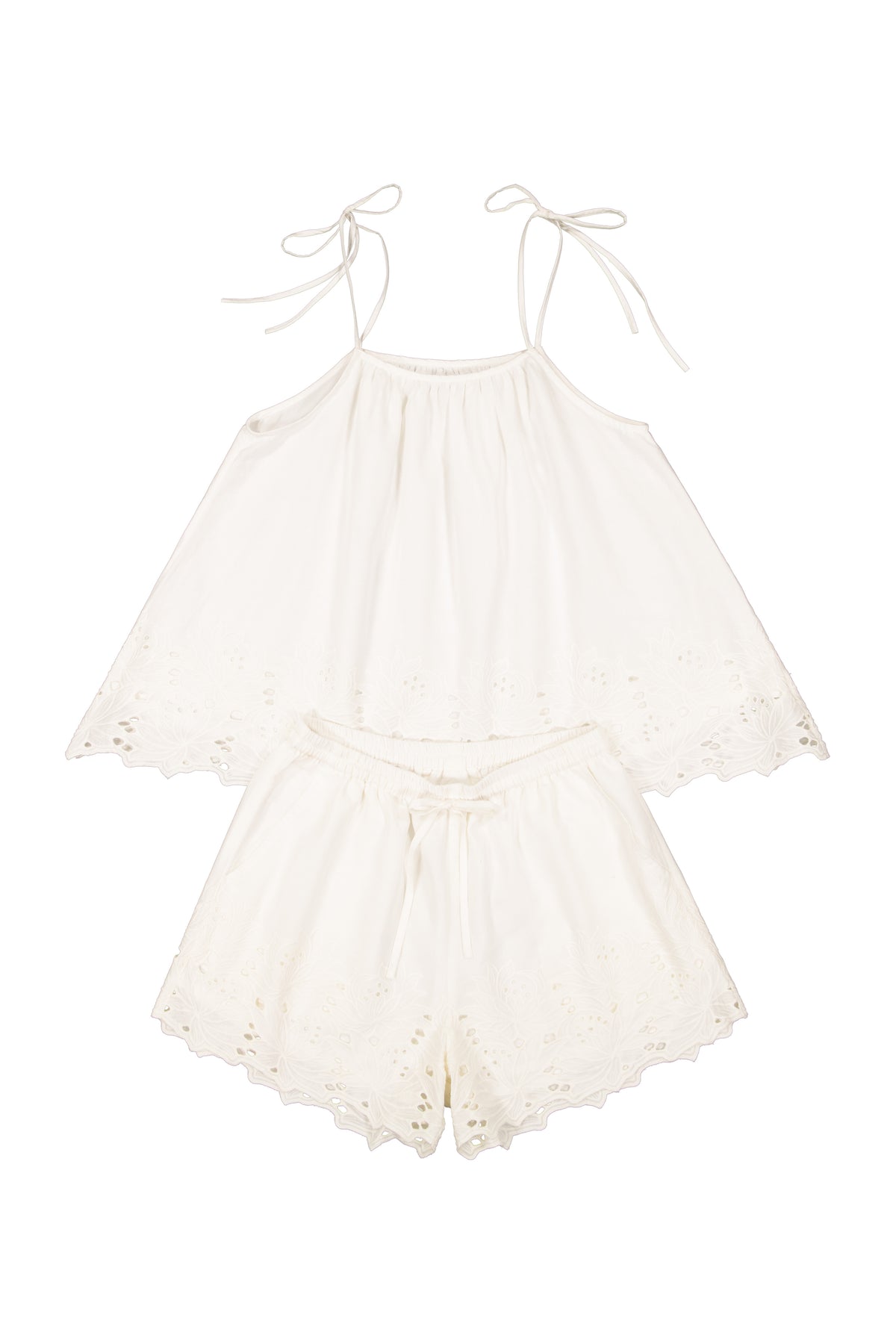 Lucy Lounge Set - Cotton Embroidery - Vanilla