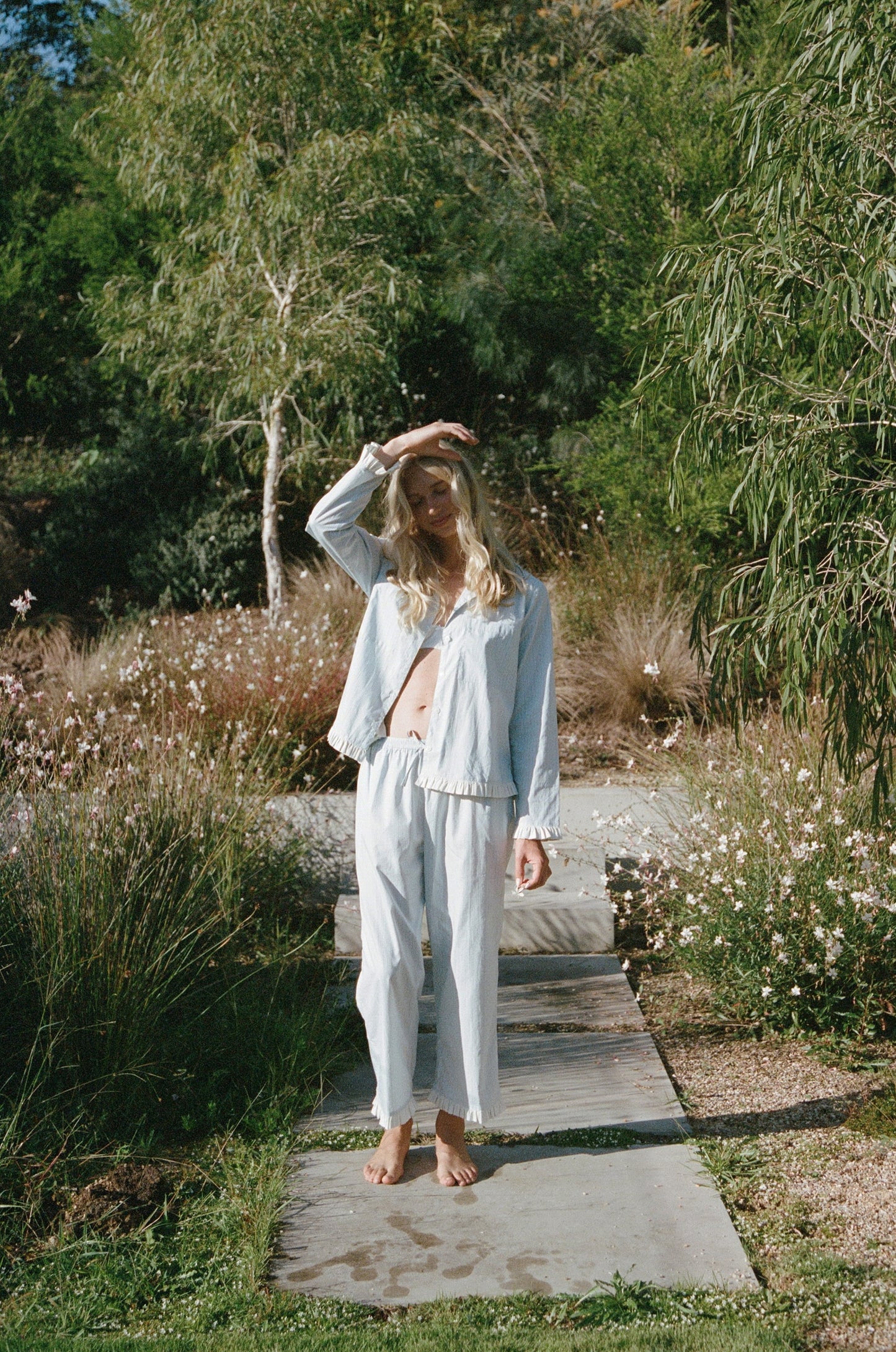 MM x PIYAMA - Felicity Frill Long Set - Egg Shell Stripe