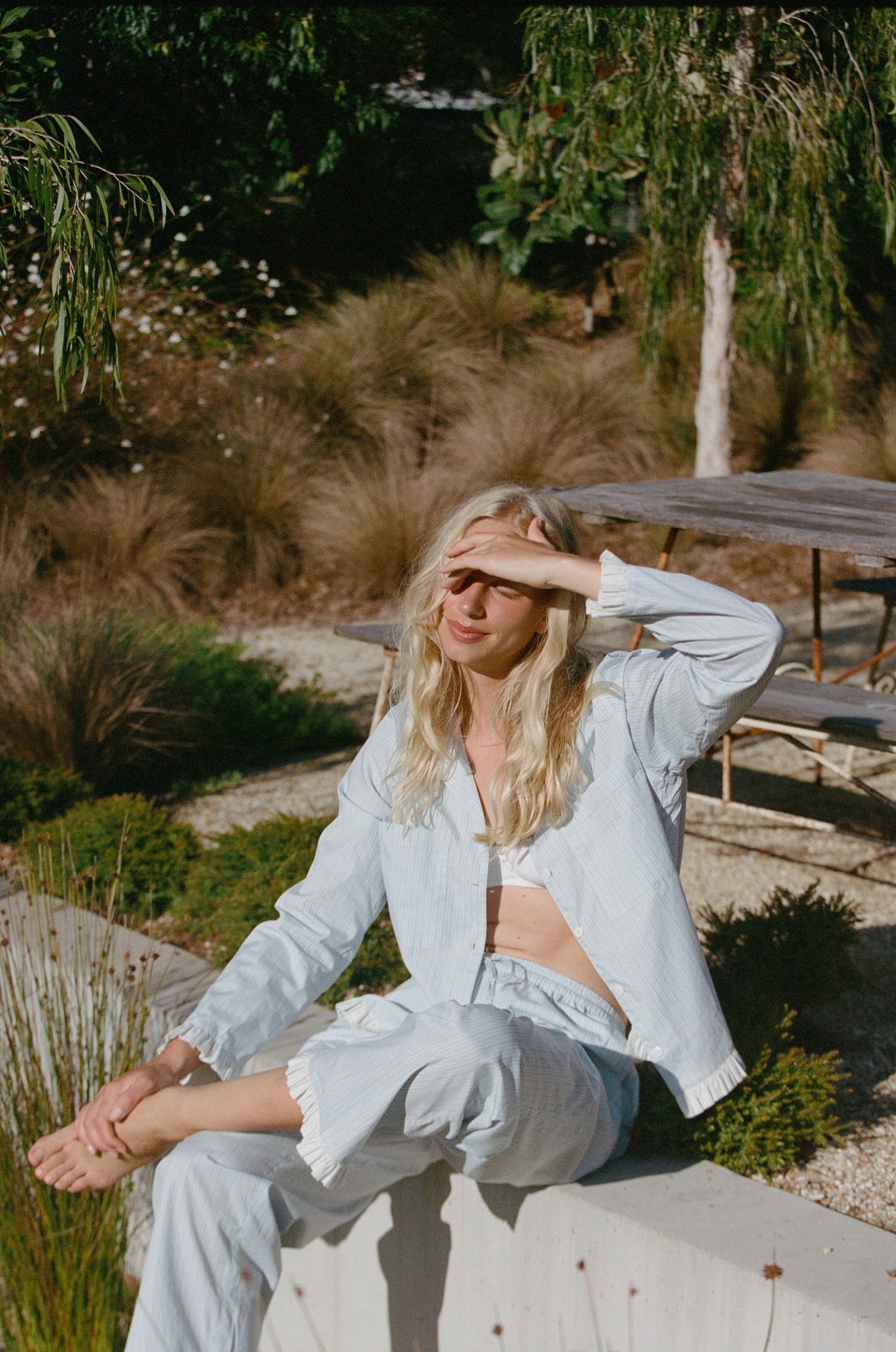 MM x PIYAMA - Felicity Frill Long Set - Egg Shell Stripe