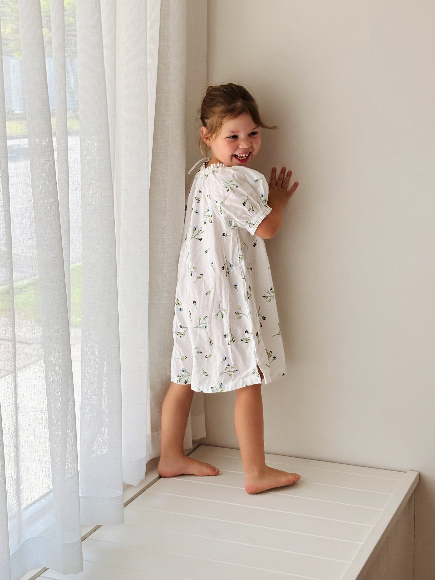 Girls Molly Lounge Dress - Lyocell Linen - Bluebell