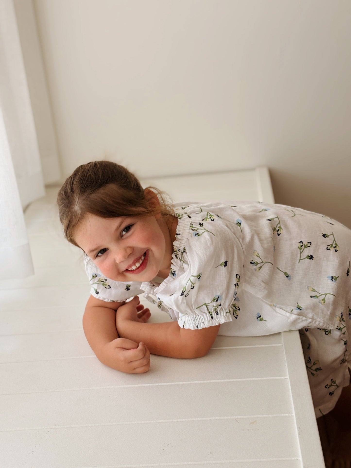 Girls Molly Lounge Dress - Lyocell Linen - Bluebell