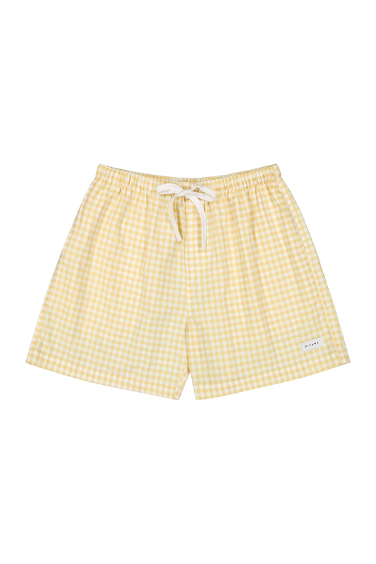 Mens Boxer Shorts - Gingham - Yellow