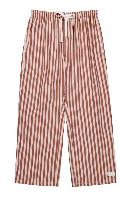 Mens Sleep Pants - Cotton Modal - Stripe Mocha