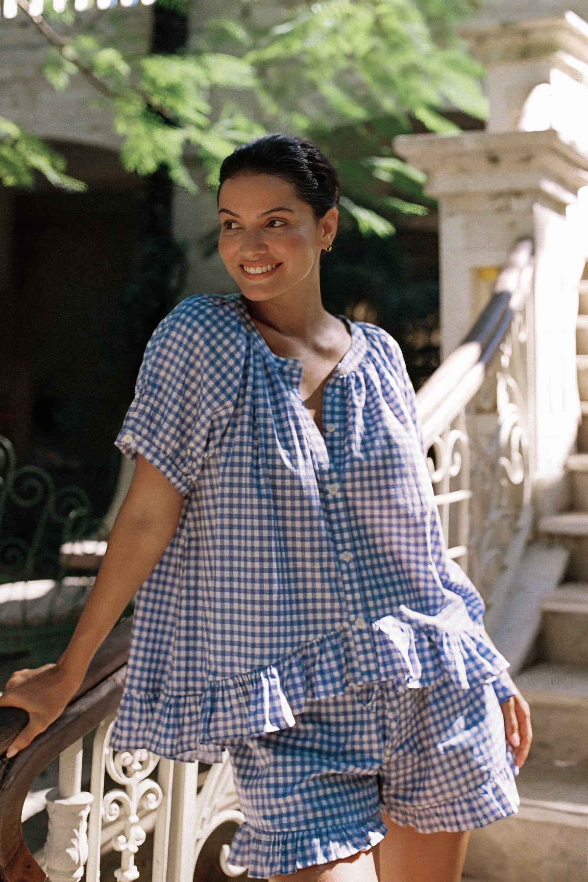Sophie Sleep Set - Gingham - French Blue