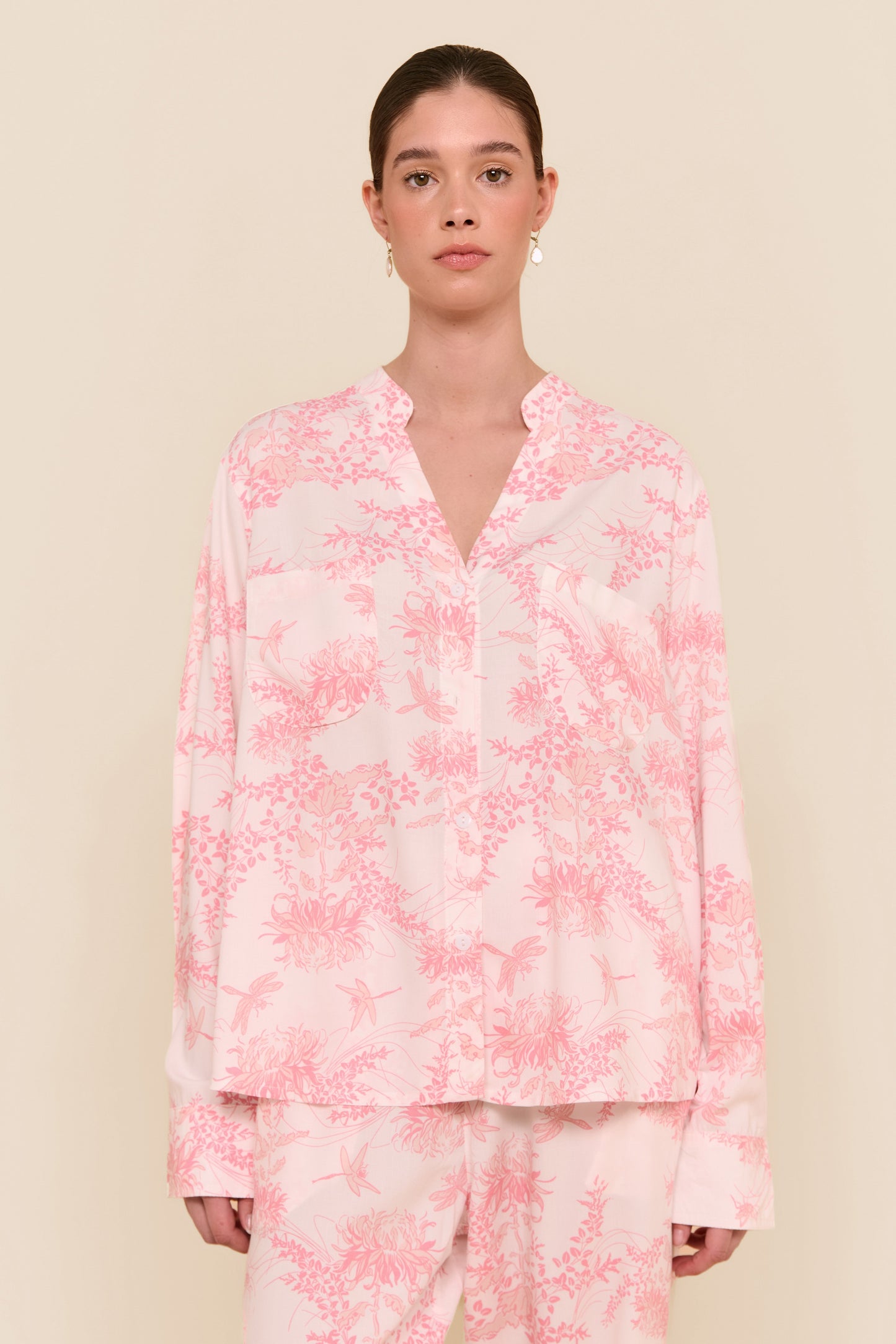 Maggie Pyjama Set - Long - Summer Toile - Pink