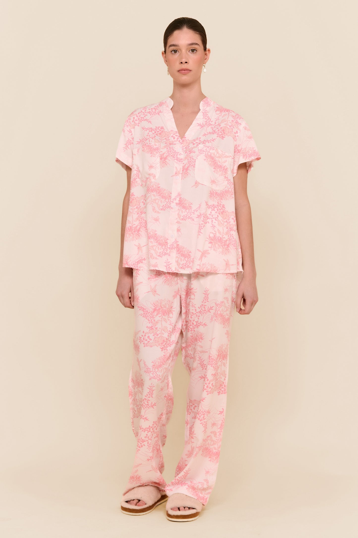 Maggie Pyjama Set - Long Pants - Summer Toile - Pink