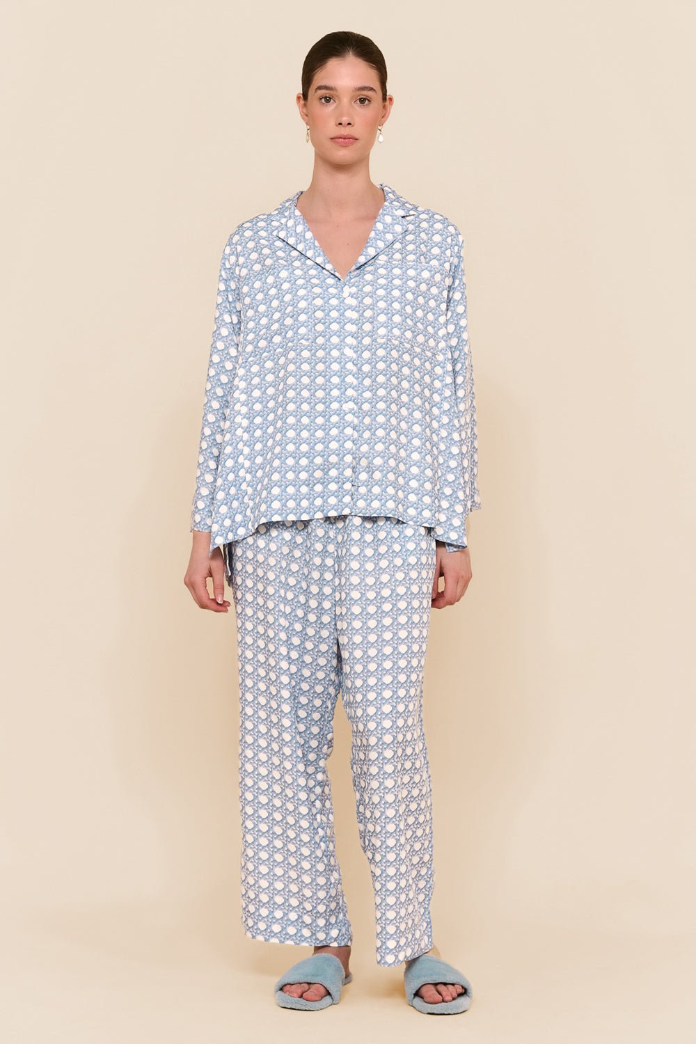 Peta Sleep Set - Long - ECOVERO™- Rattan - Cornflower Blue