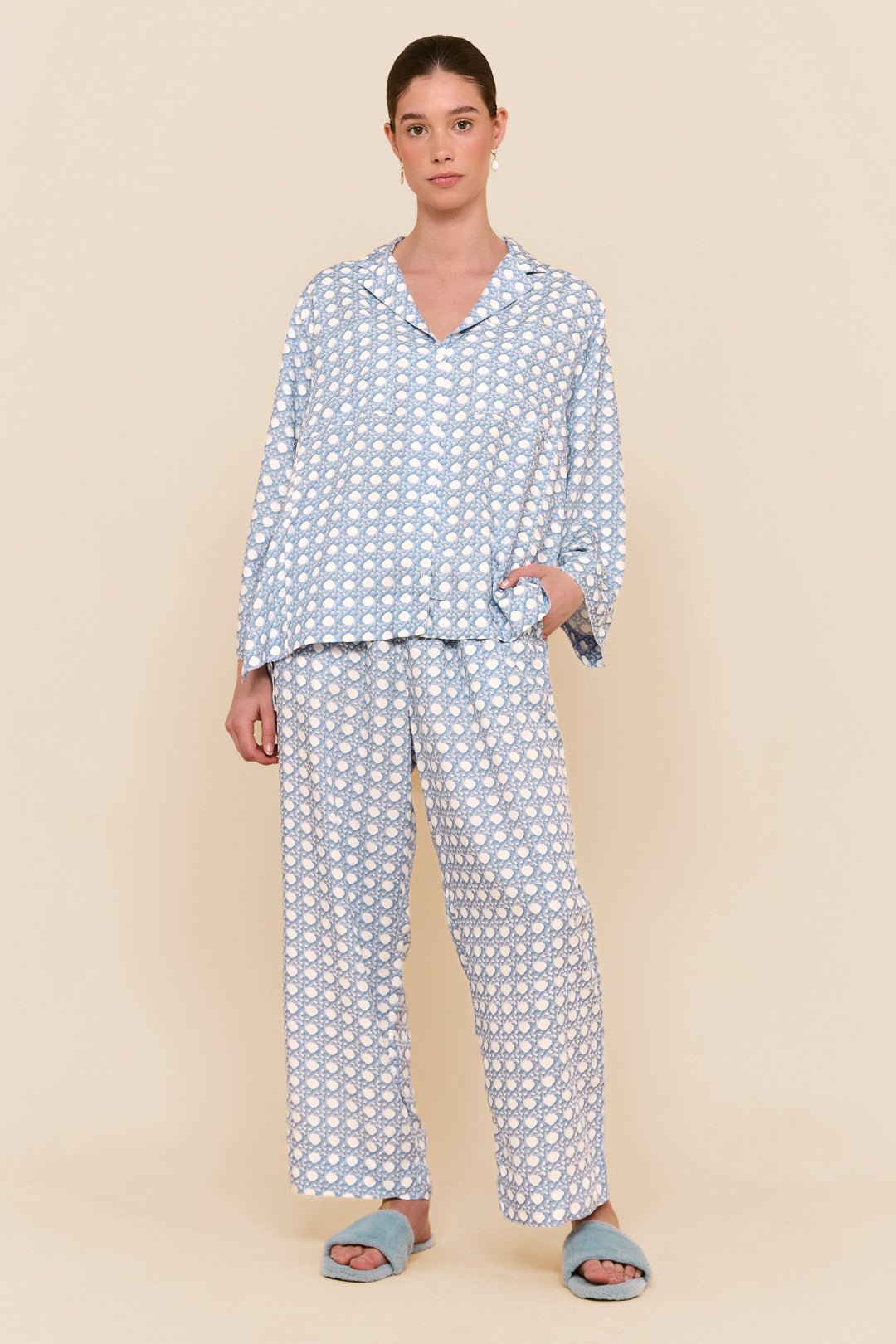 Peta Sleep Set - Long - ECOVERO™- Rattan - Cornflower Blue