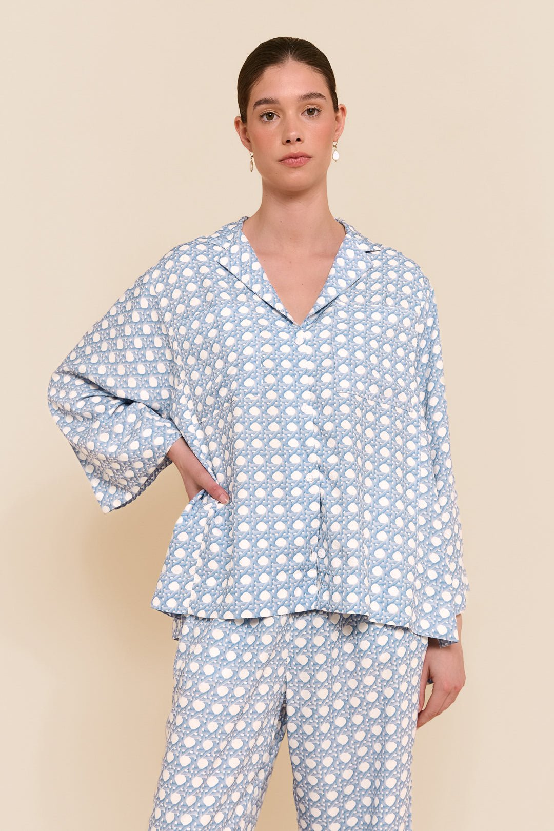 Peta Sleep Set - Long - ECOVERO™- Rattan - Cornflower Blue