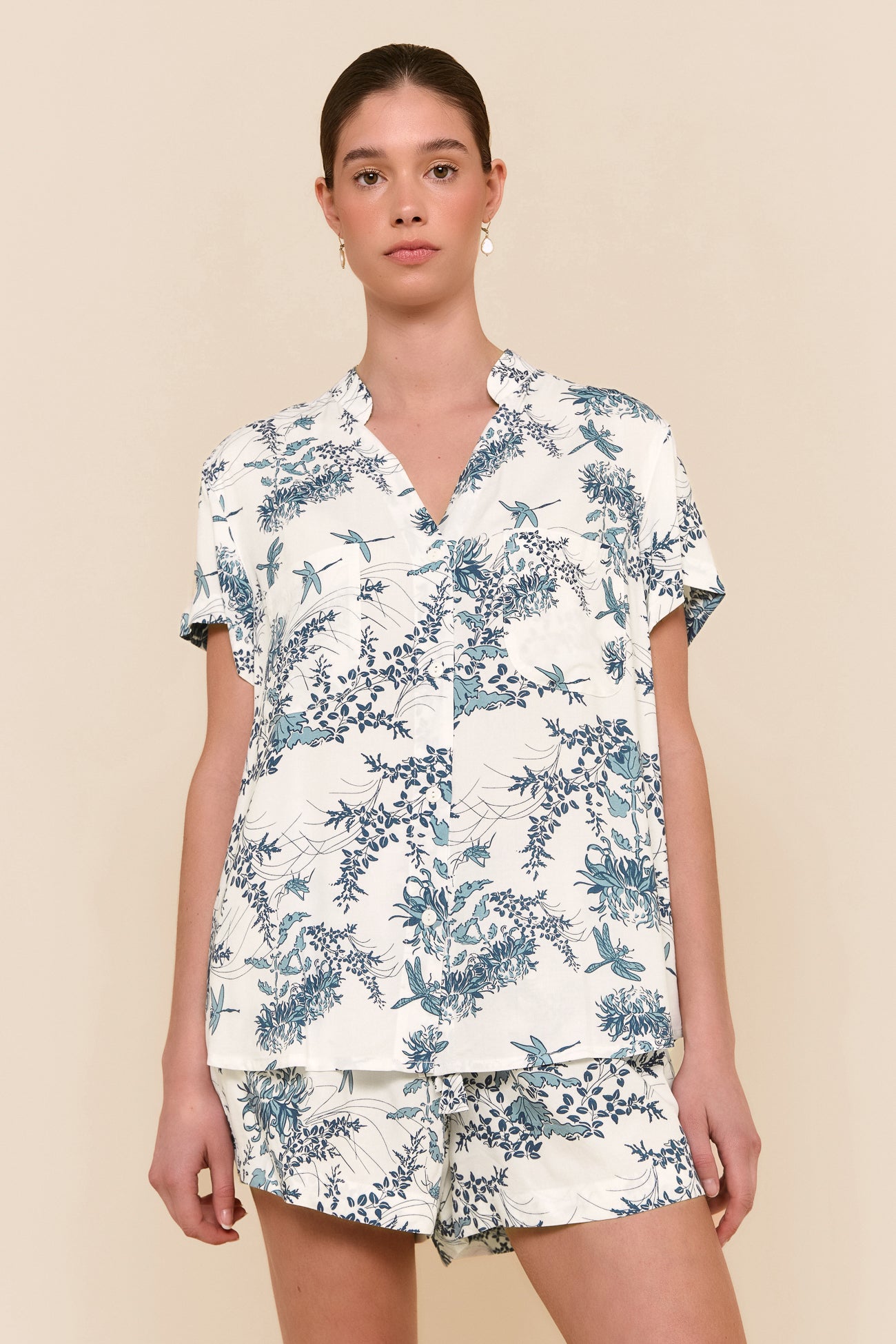 Maggie Pyjama Set - Summer Toile - Aegean Blue
