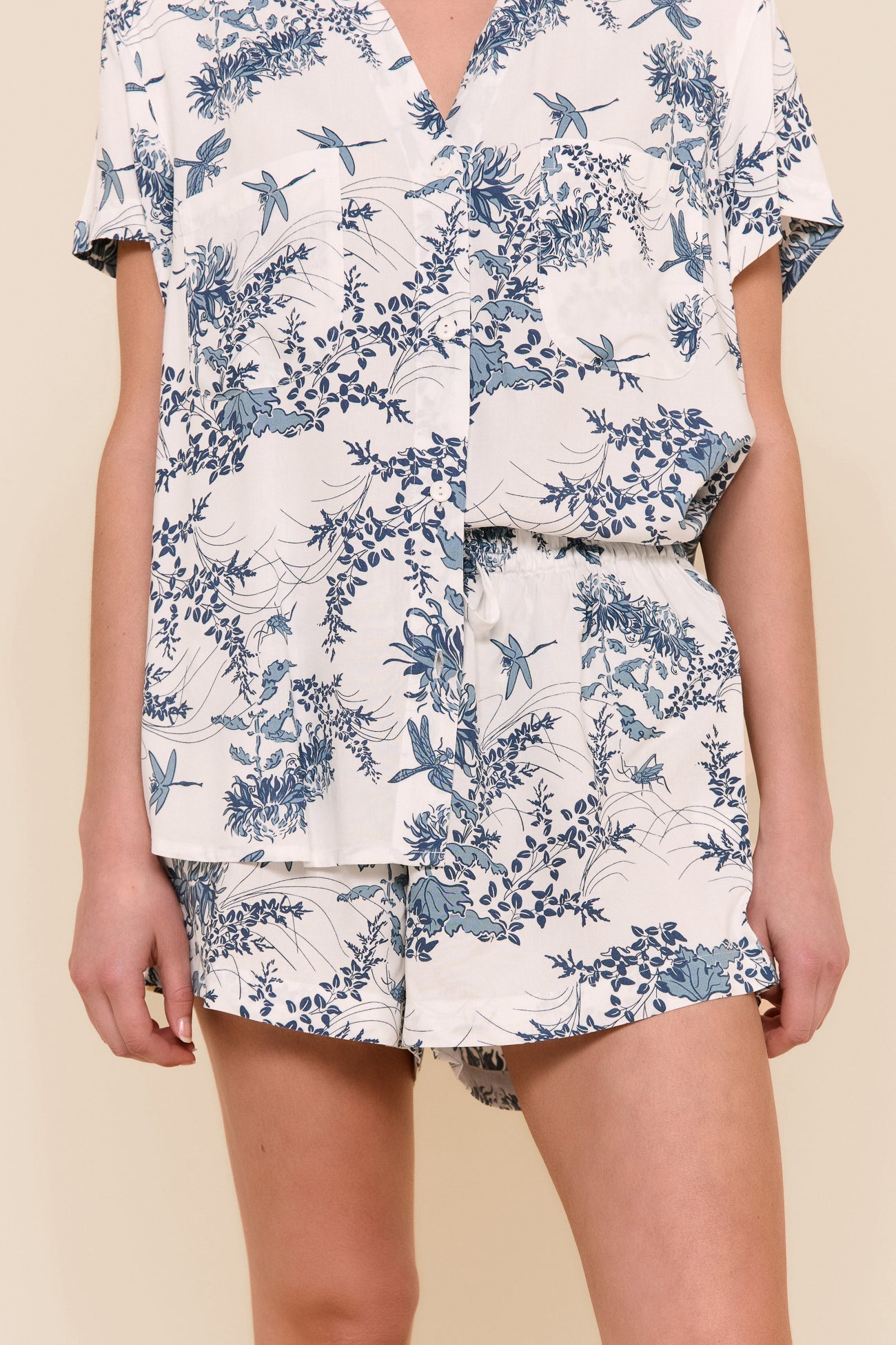 Maggie Pyjama Set - Summer Toile - Aegean Blue