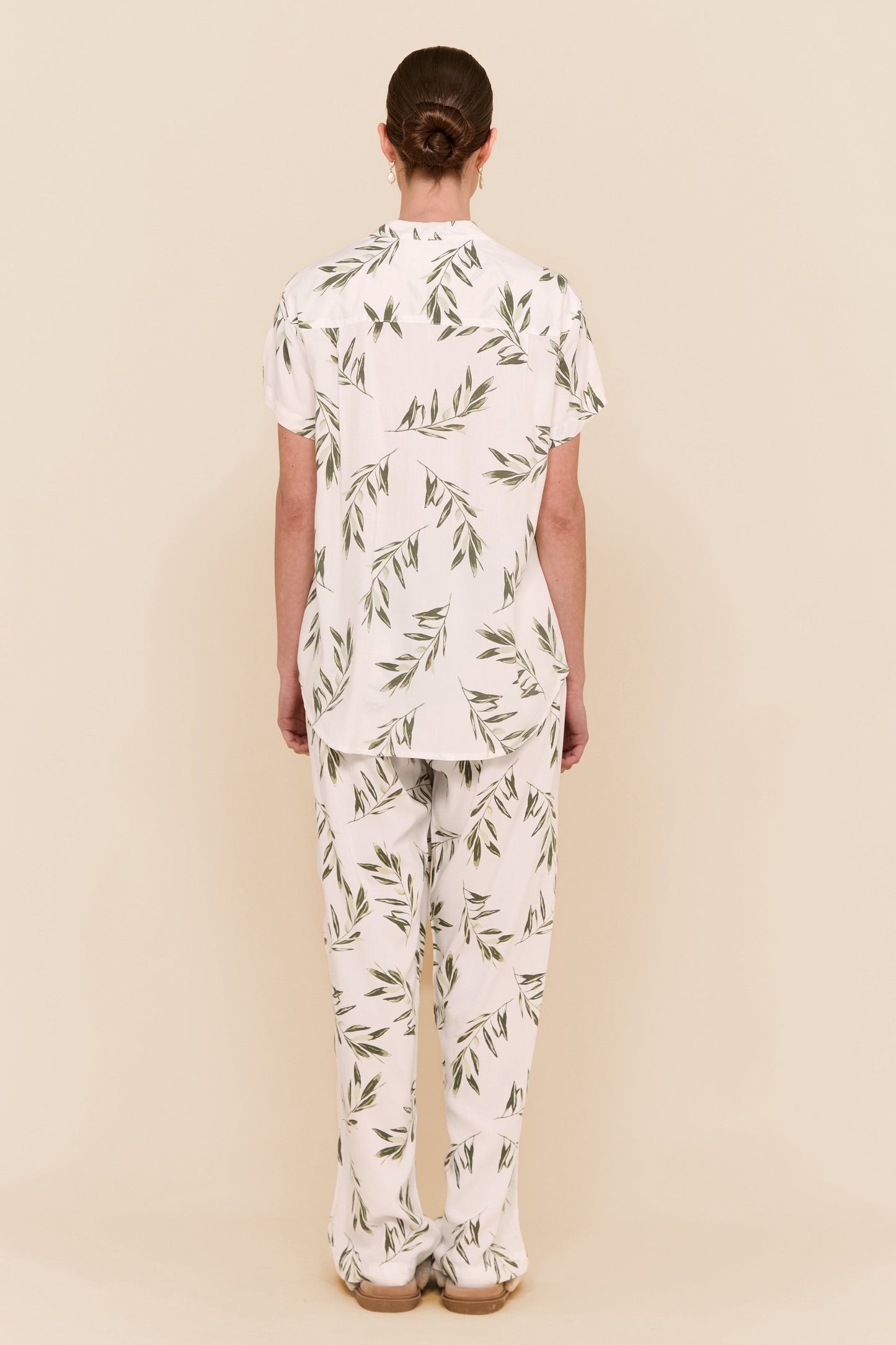 Maggie Pyjama Set - Long Pants - Olive Leaf