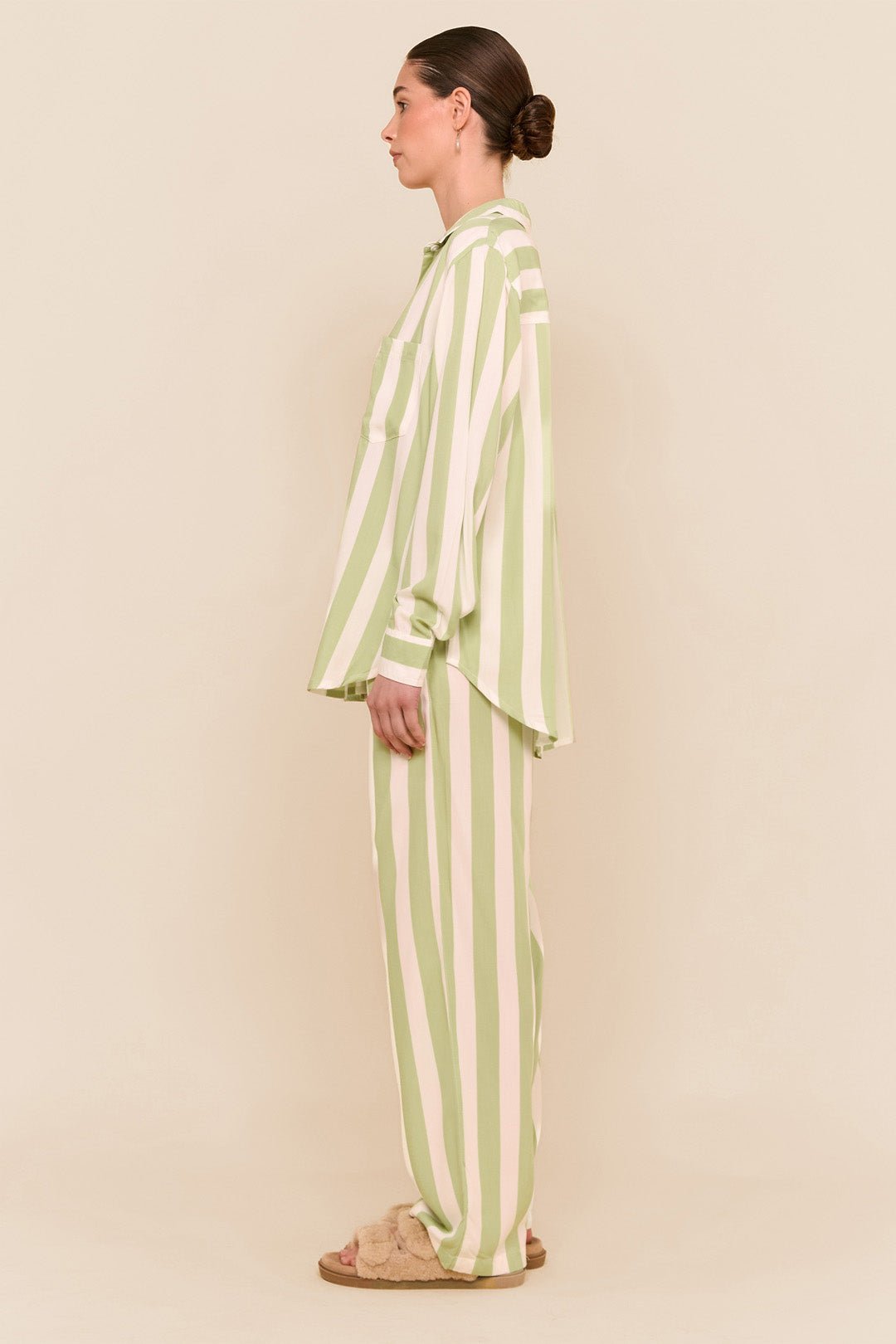 Marlon Long Sleep Set - Stripe - Margarita Green