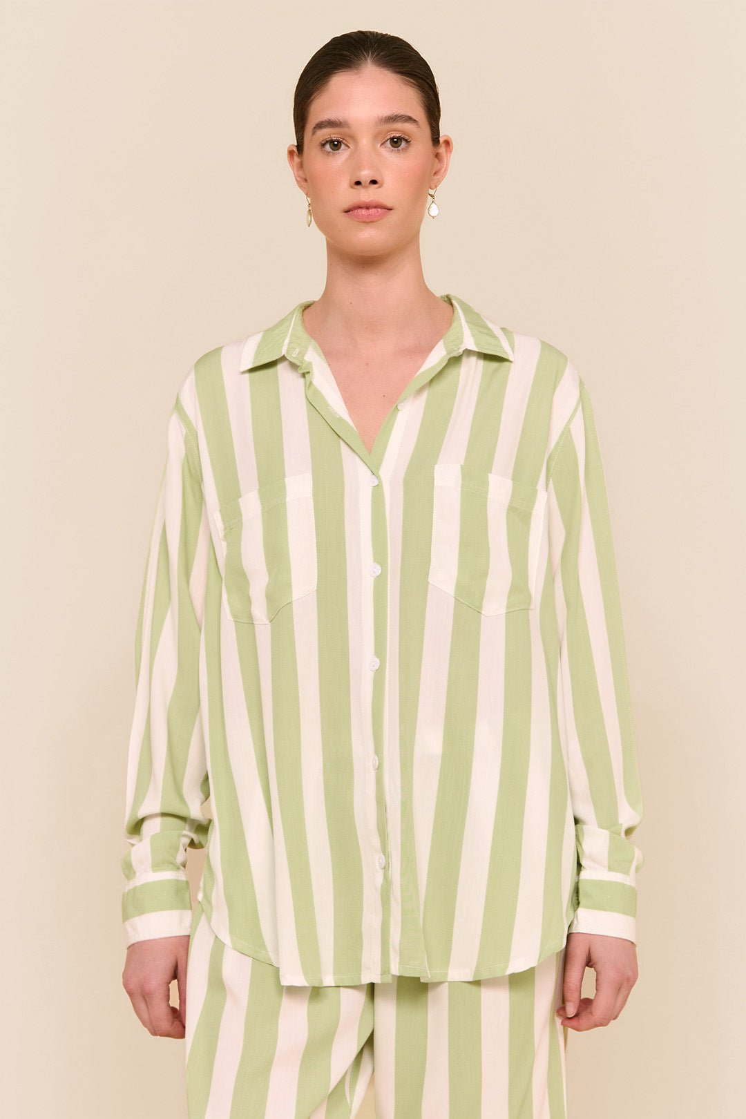 Marlon Long Sleep Set - Stripe - Margarita Green