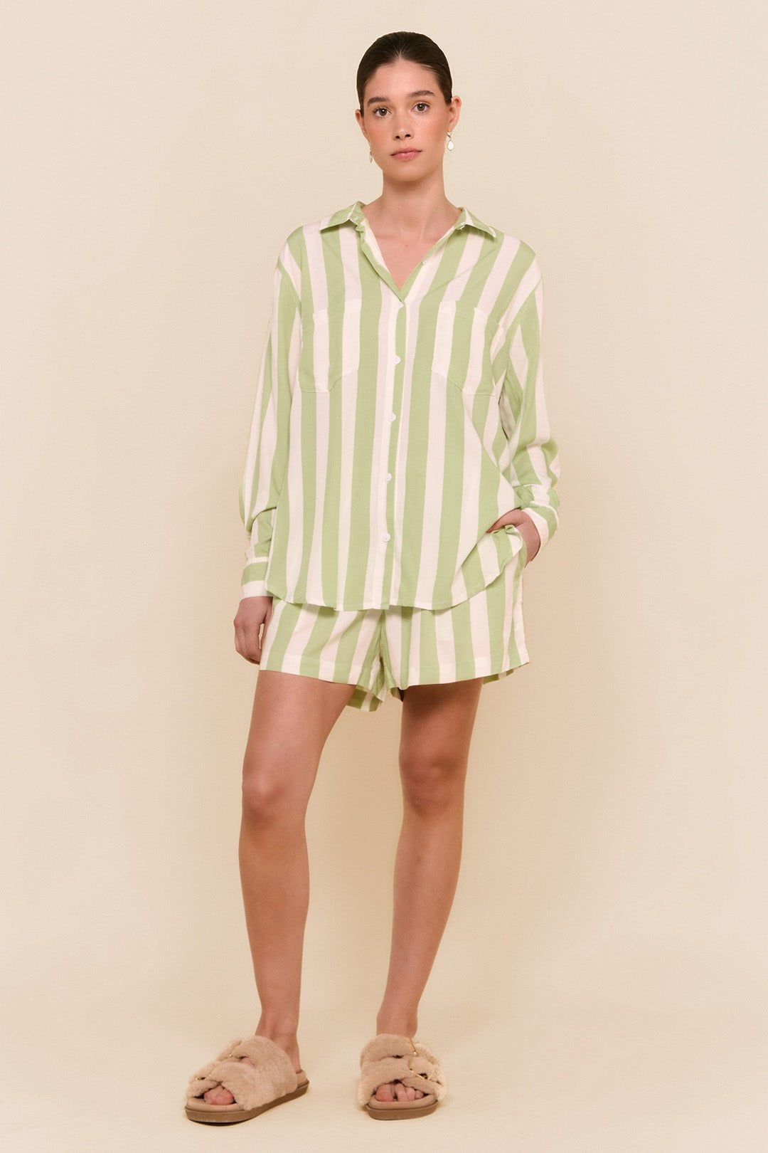 Marlon Sleep Set - Stripe - Margarita Green