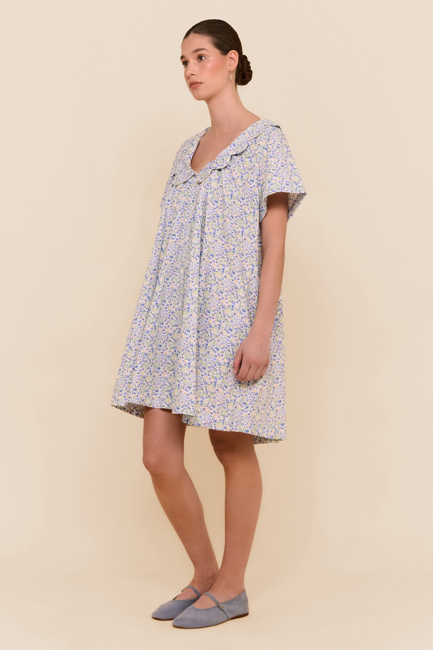 Penelope Lounge Dress - Cotton - Floret Blue