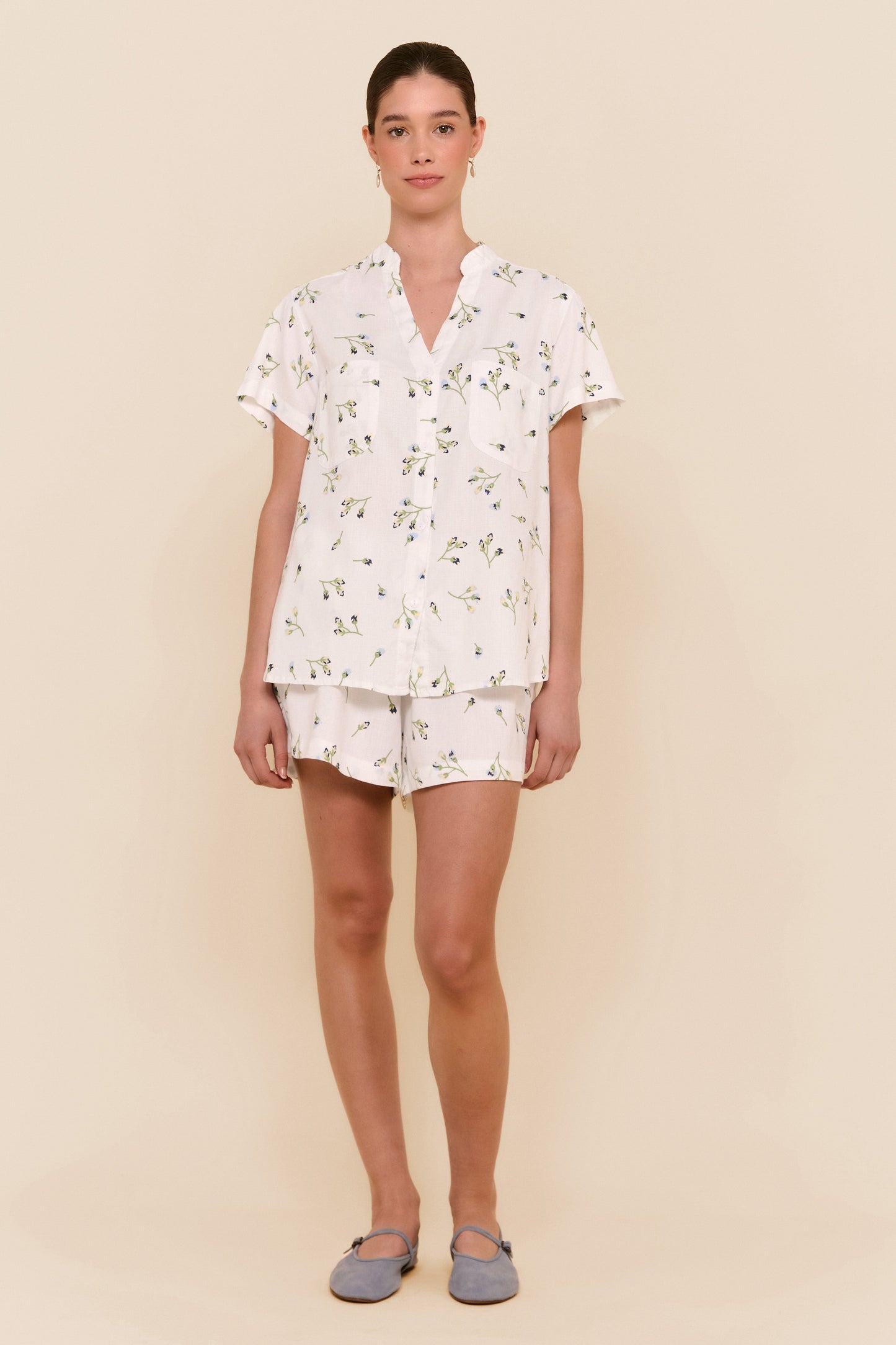 Maggie Pyjama Set - Lyocell Linen - Bluebell