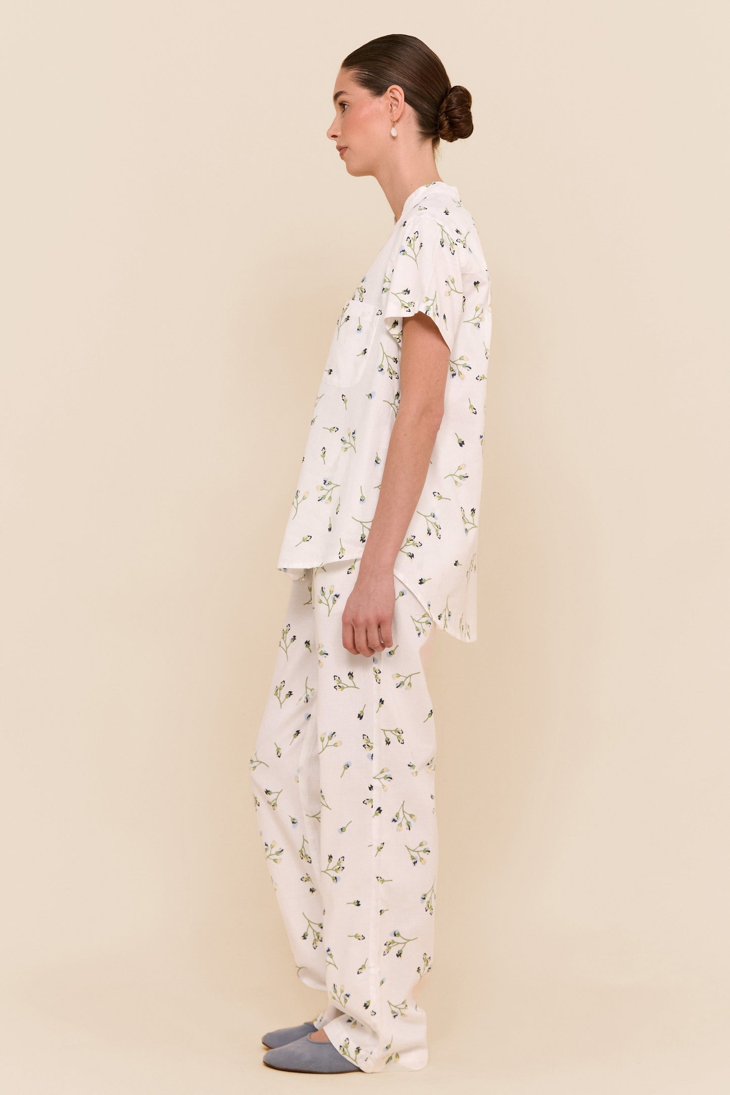 Maggie Pyjama Set - Long Pants - Lyocell Linen - Bluebell