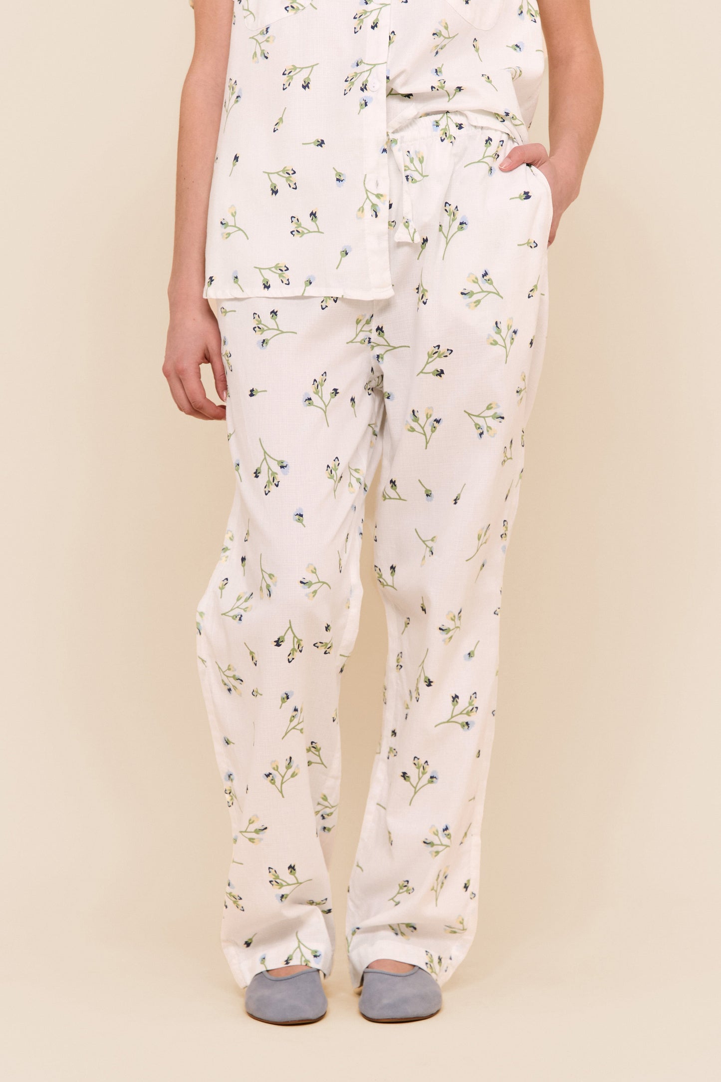 Maggie Pyjama Set - Long Pants - Lyocell Linen - Bluebell