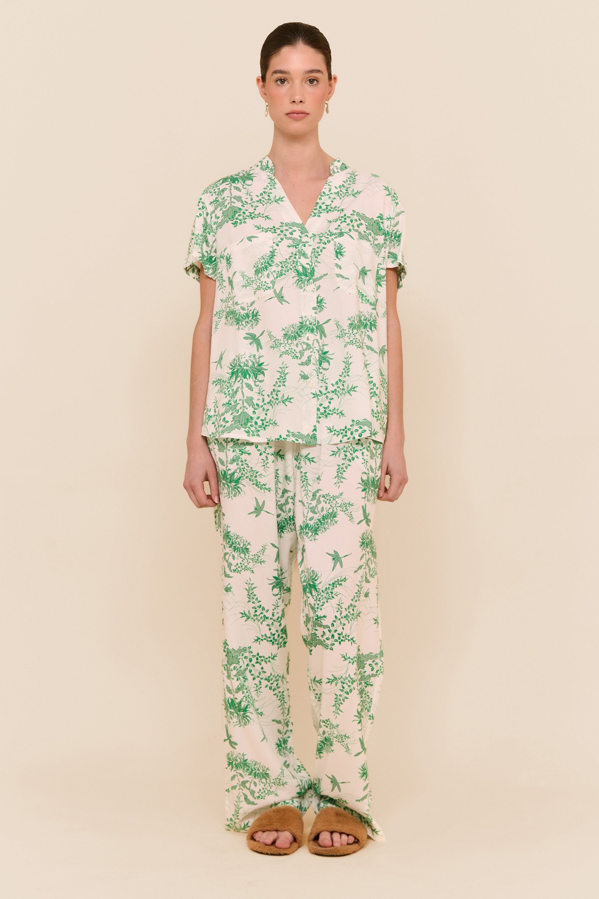 Maggie Pyjama Set Long Pants Summer Toile Jade Green – Piyama
