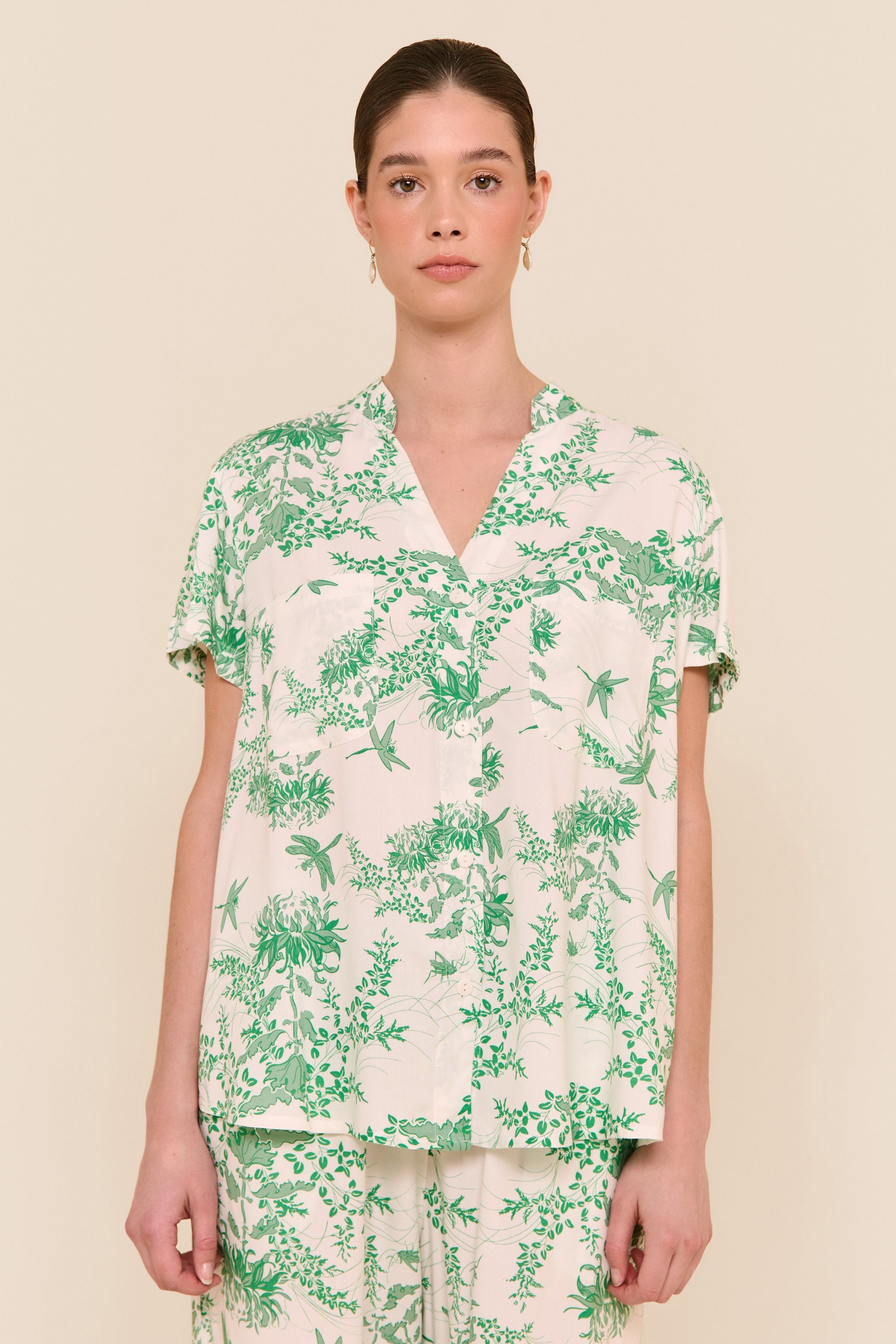 Maggie Pyjama Set Long Pants Summer Toile Jade Green – Piyama