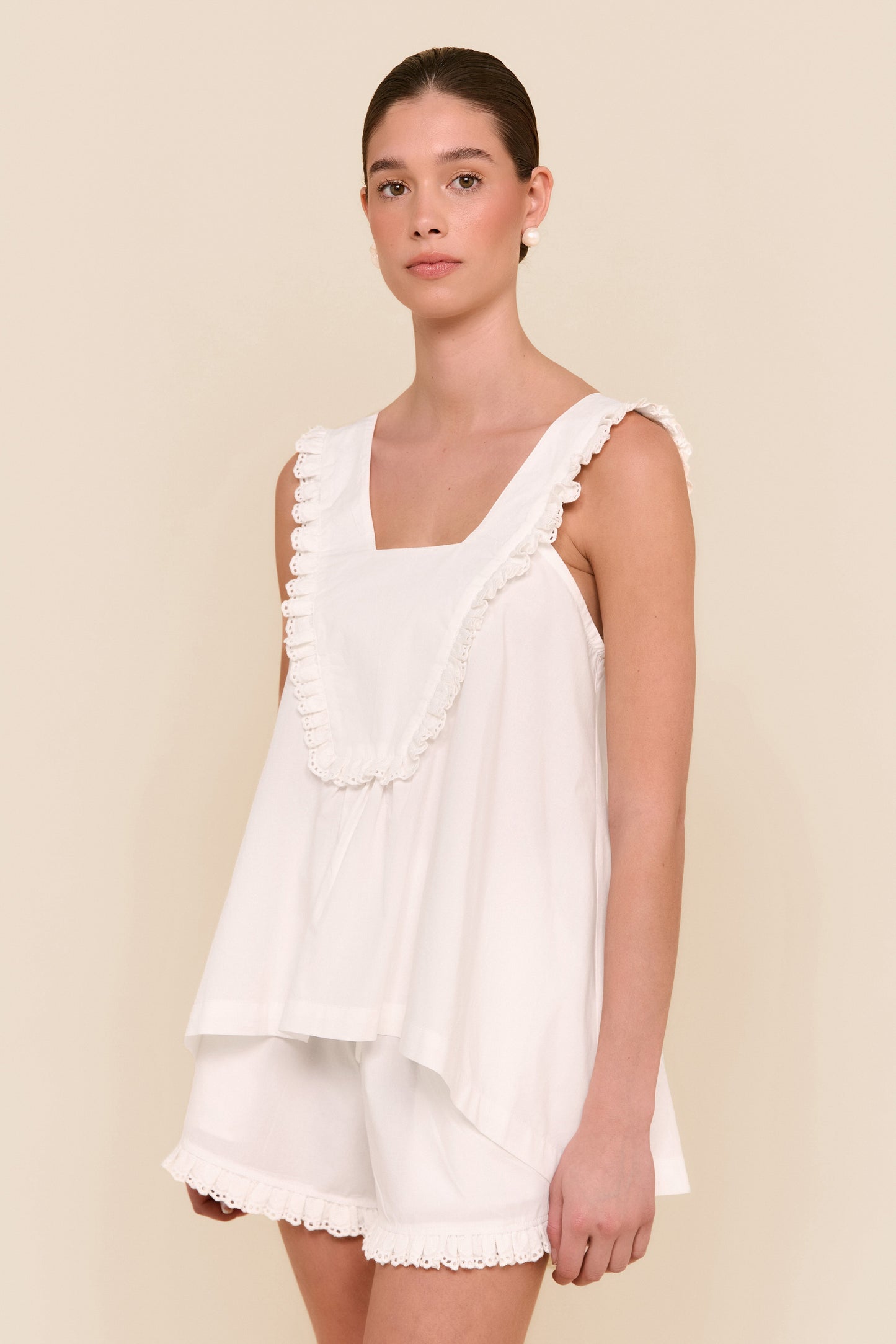 Elsie Sleep Set - Cotton Modal - Off White + Love Heart Trim