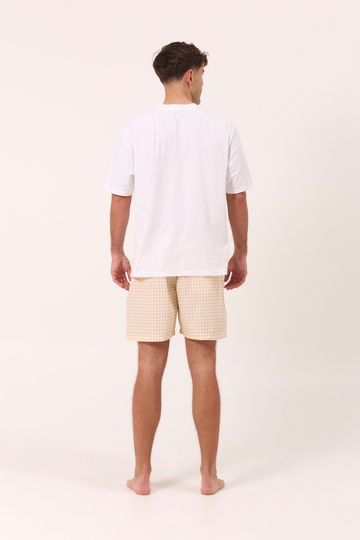 Mens Boxer Shorts - Gingham - Yellow