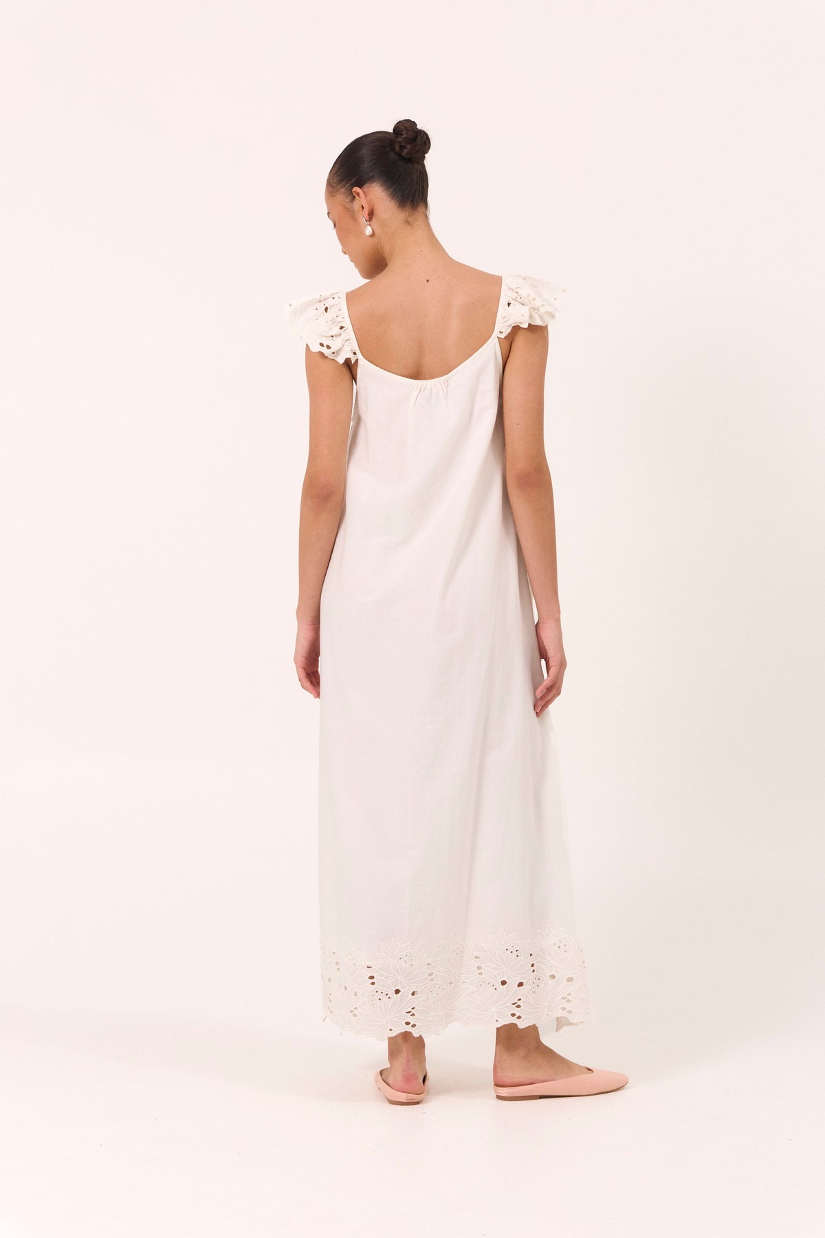 Piyama Indah Lounge Dress in Vanilla – white lounge dress in cotton – image 10