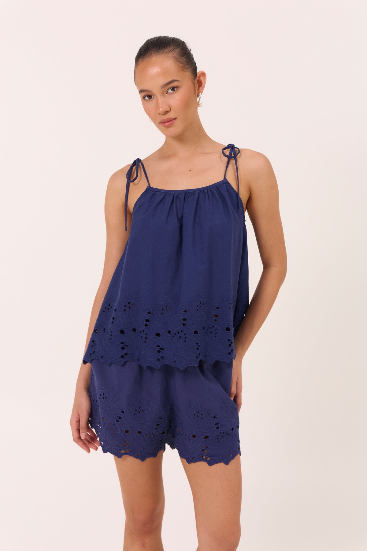 Lucy Lounge Set - Cotton Embroidery - Twilight Blue