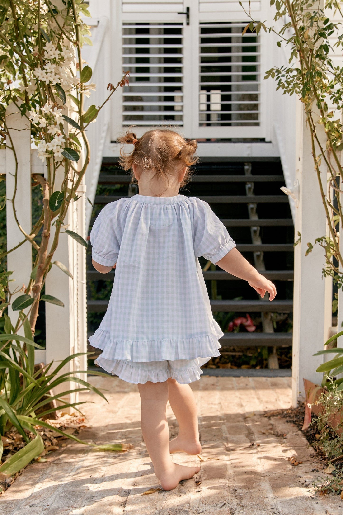 Girls Sophie Sleep Set - Cotton - Gingham Pale Blue