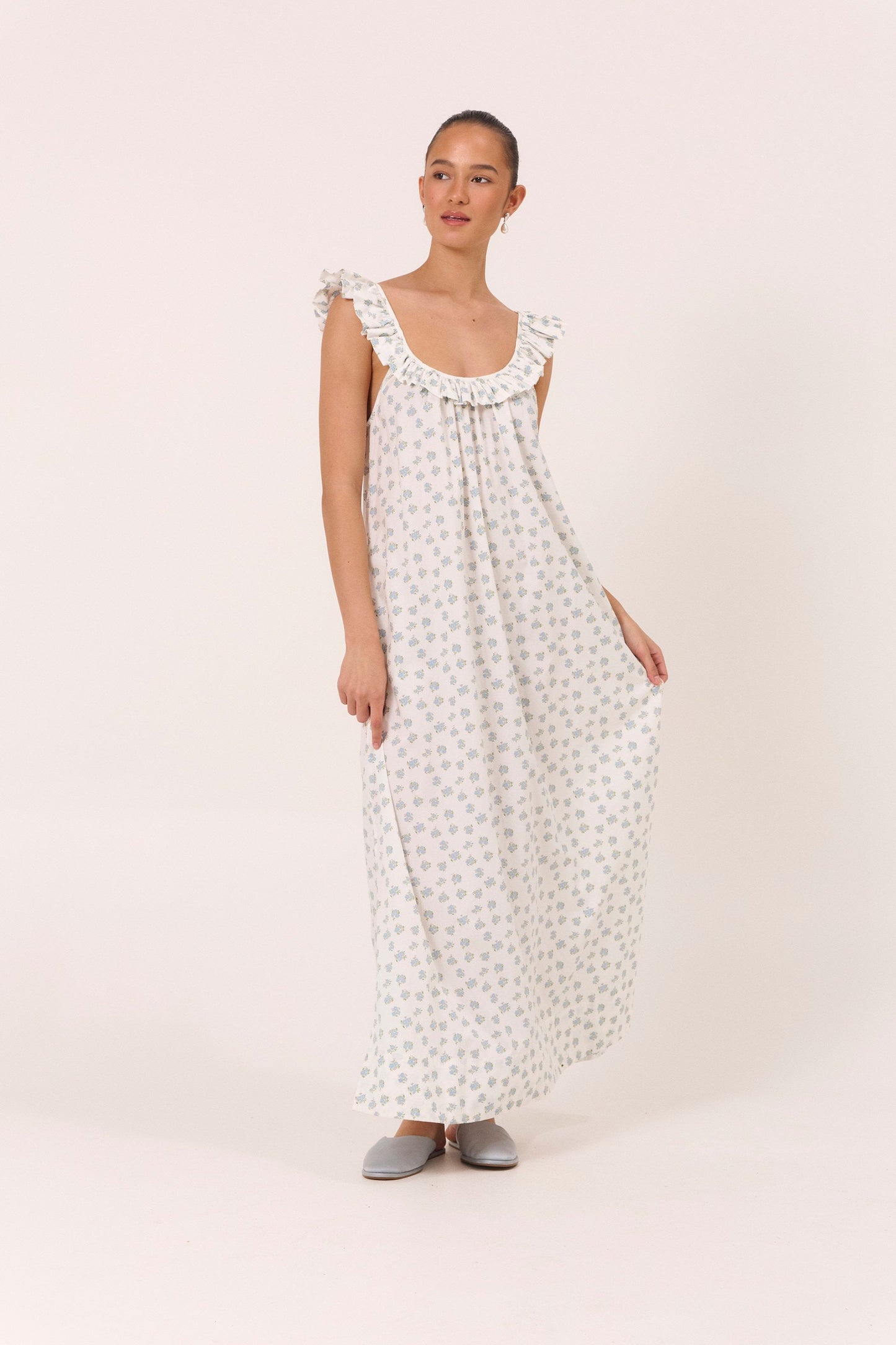 Margot Nightie - Cotton Modal - Meadow Blue