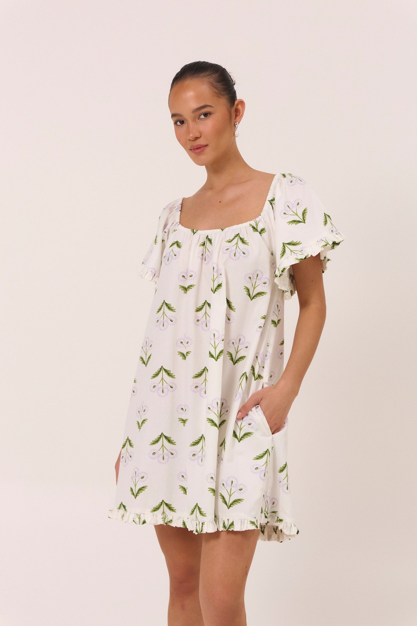 Betty Lounge Dress - Cotton Modal - Dandelion Lilac