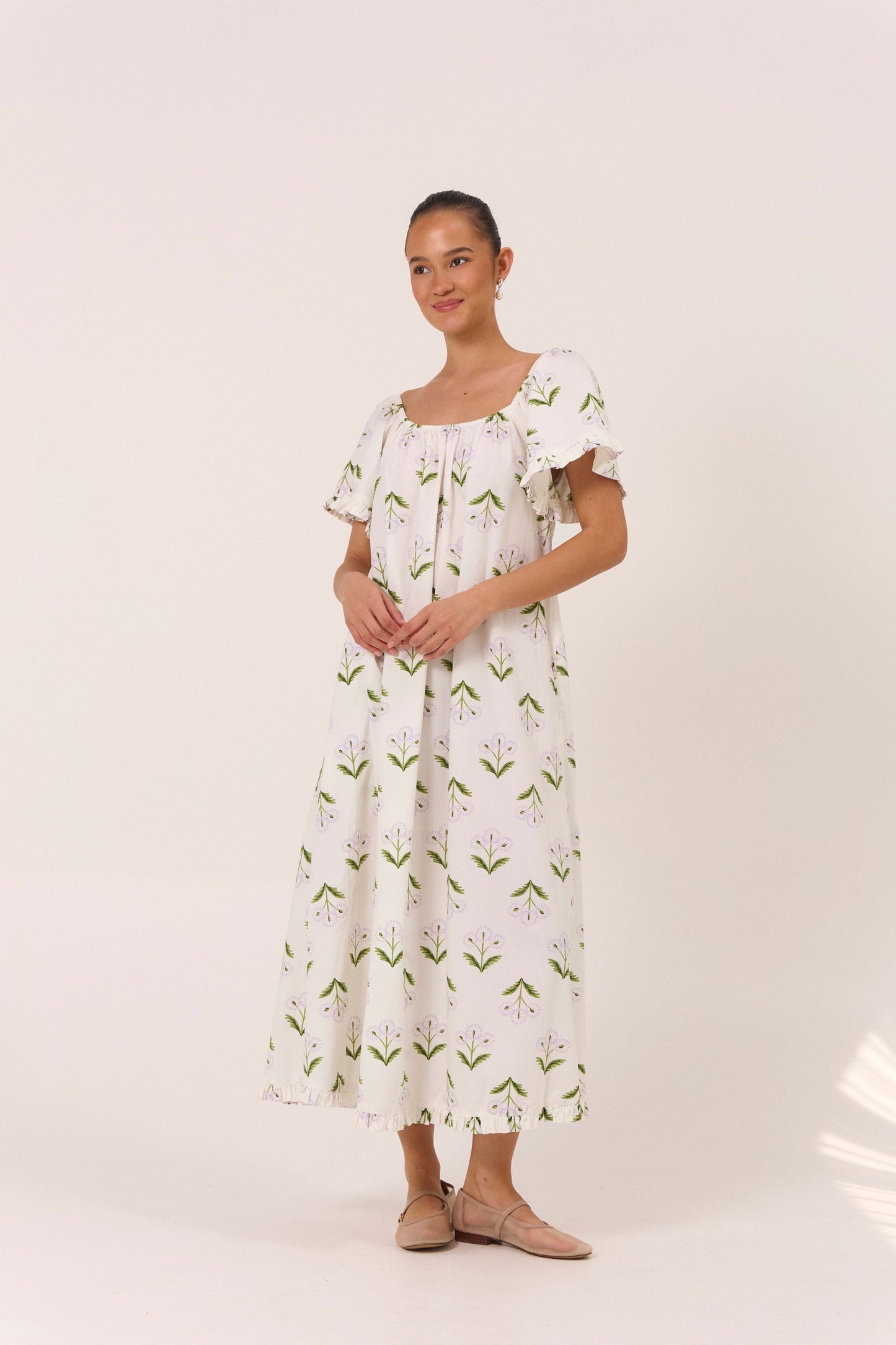 Betty Lounge Dress - Long - Cotton Modal - Dandelion Lilac