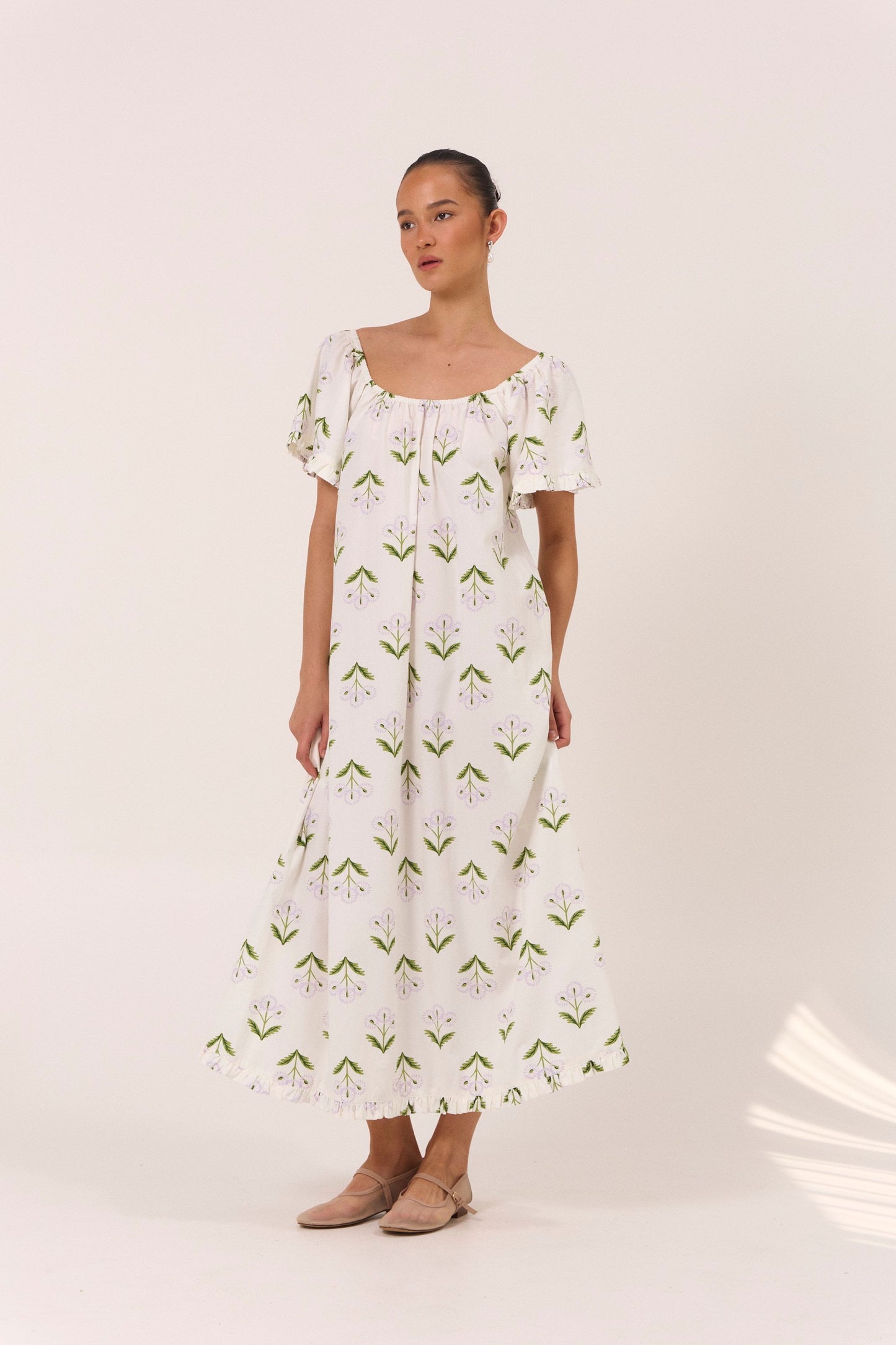 Betty Lounge Dress - Long - Cotton Modal - Dandelion Lilac