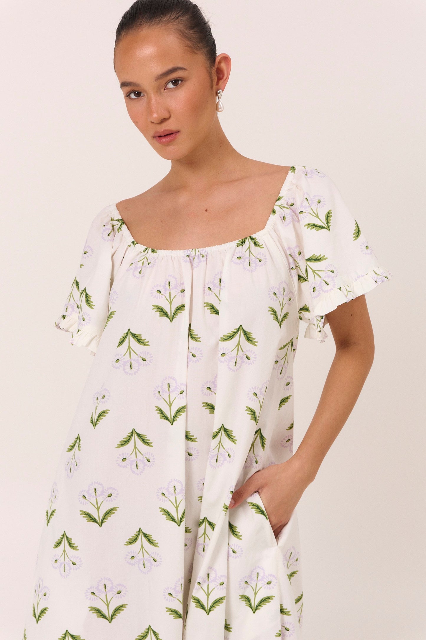 Betty Lounge Dress - Long - Cotton Modal - Dandelion Lilac