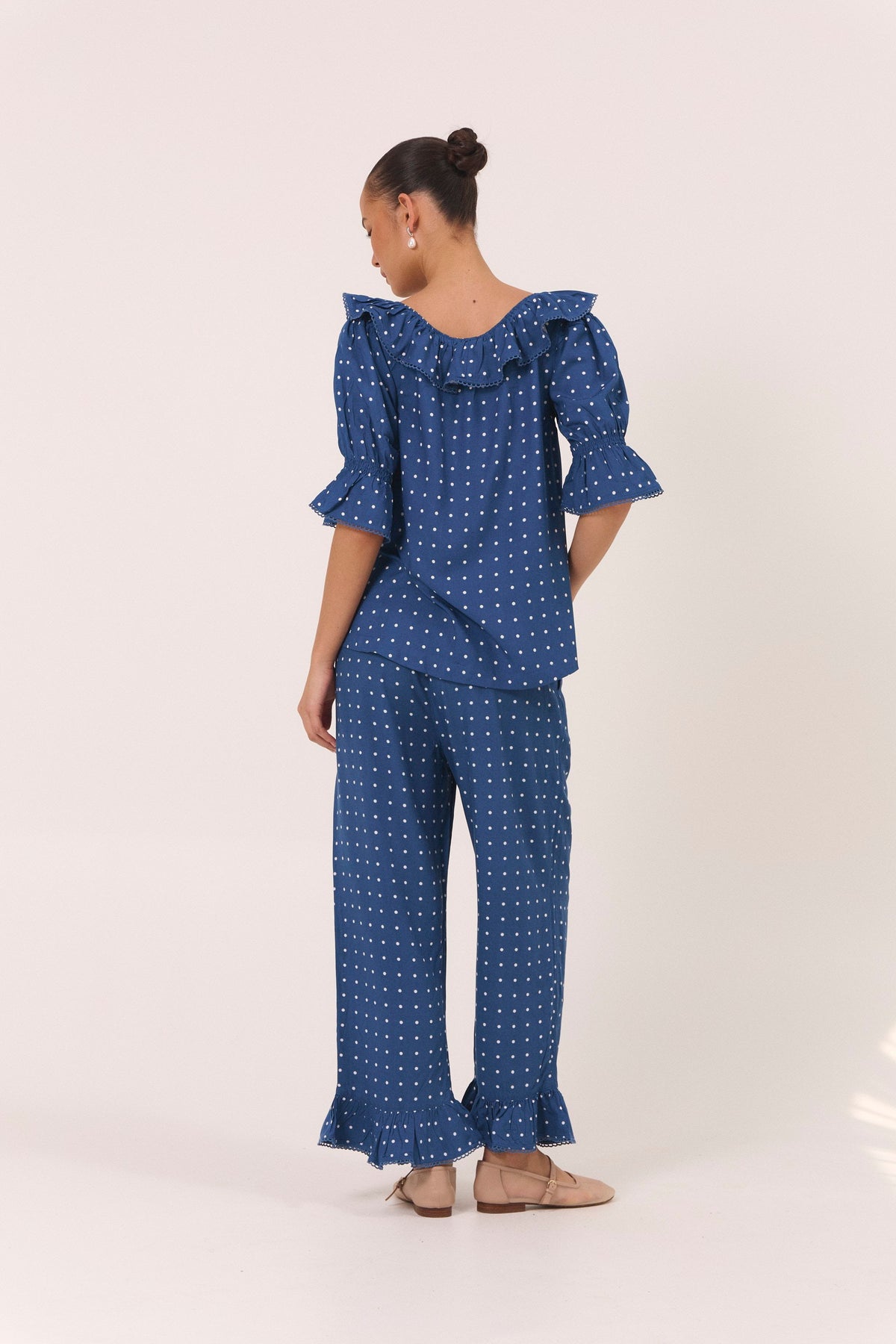 Piyama Jemima Sleep Set in Indigo Dot – blue and navy pyjama set – top and pants in LENZING™ ECOVERO™ rayon – image 6