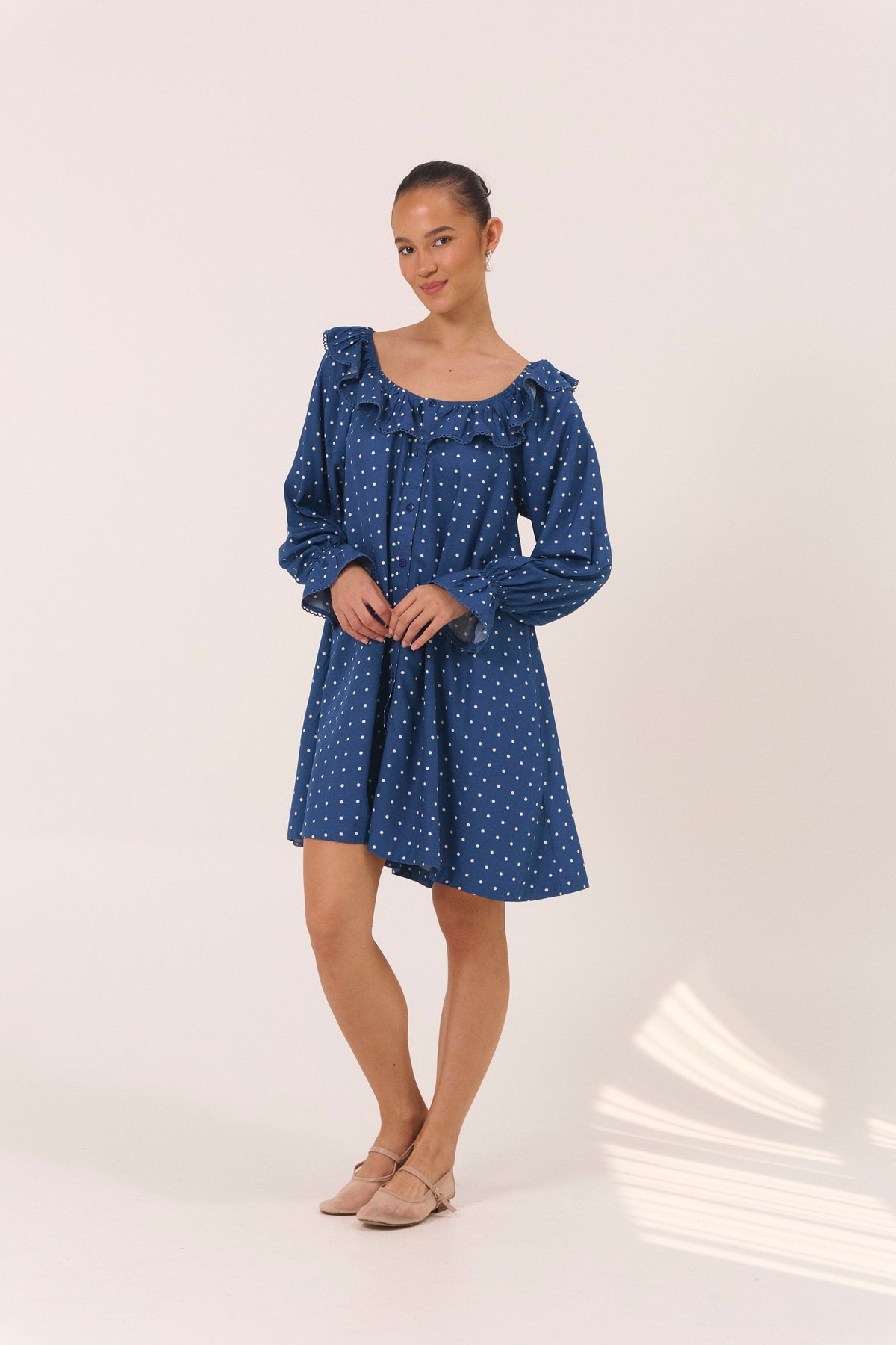 Piyama Jemima Nightie in Indigo Dot – navy and blue dot nightie in LENZING™ ECOVERO™ rayon – image 5