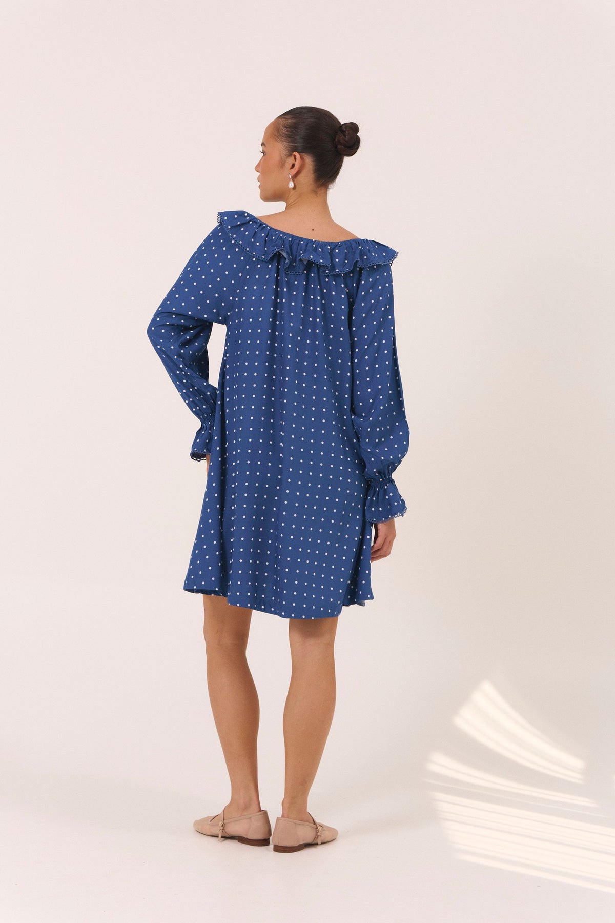 Piyama Jemima Nightie in Indigo Dot – navy and blue dot nightie in LENZING™ ECOVERO™ rayon – image 7