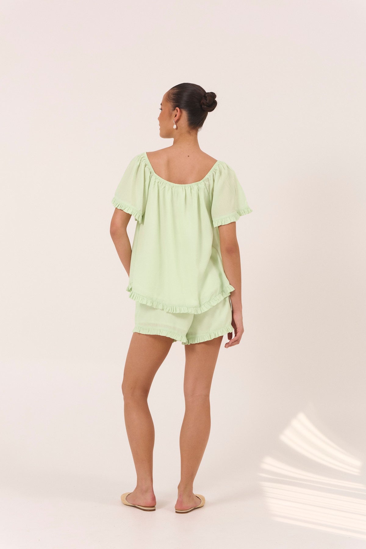 Piyama Betty Sleep Set in Mint – green pyjama set – top and shorts in TENCEL™ Lyocell – image 8