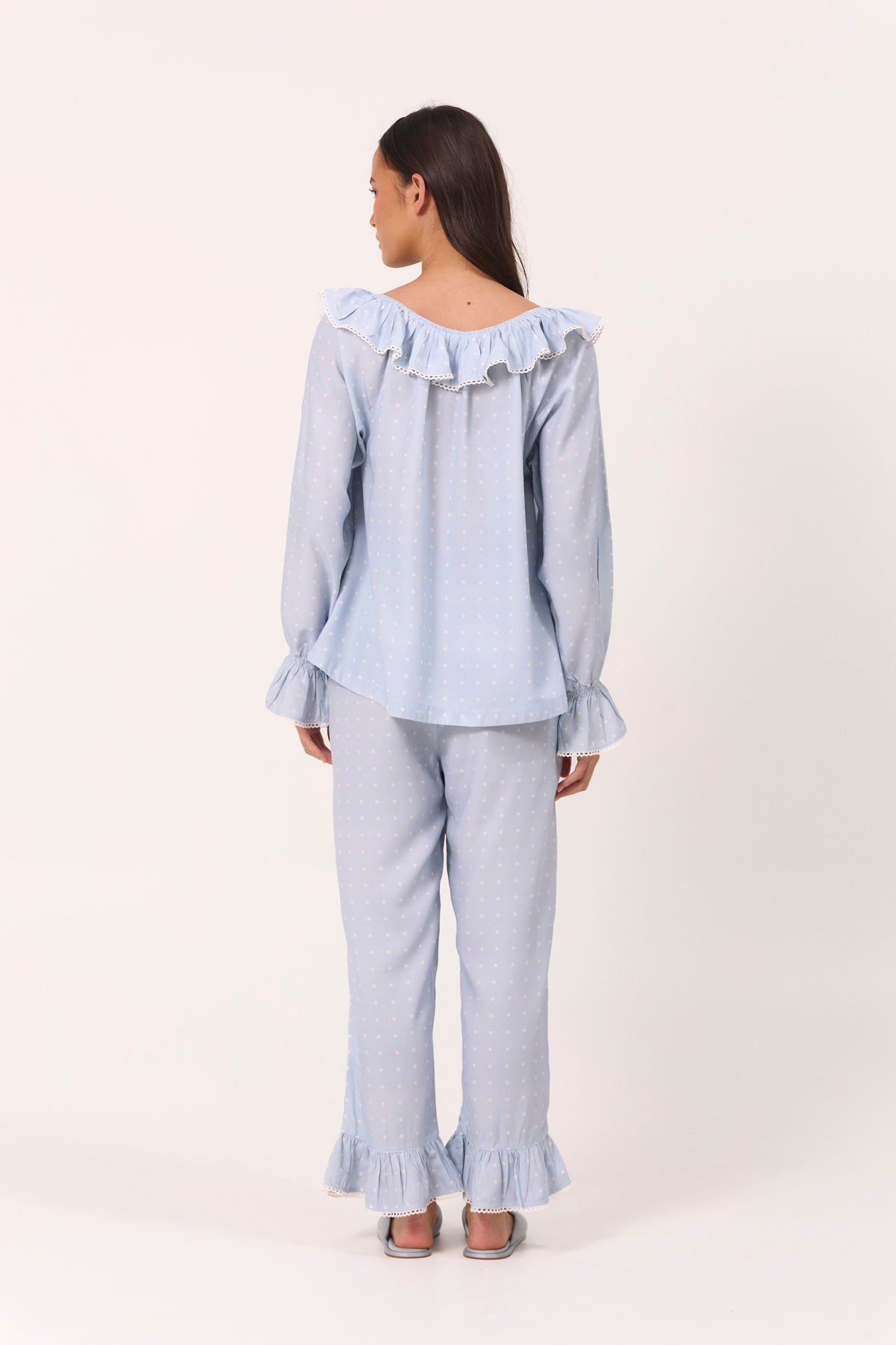 Jemima Sleep Set - Long - ECOVERO™ - Milky Blue Dot